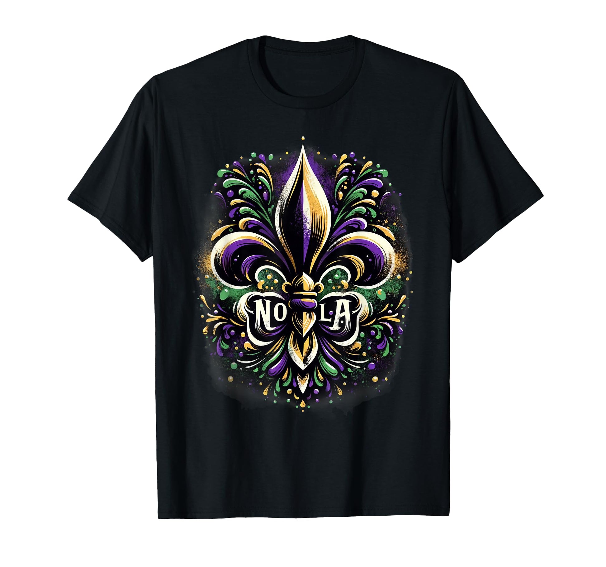 Mardi Gras Paint Splatter Fleur De T-Shirt - Minimalist Print for Adults - T-Shirt, Sweatshirt, Hoodie