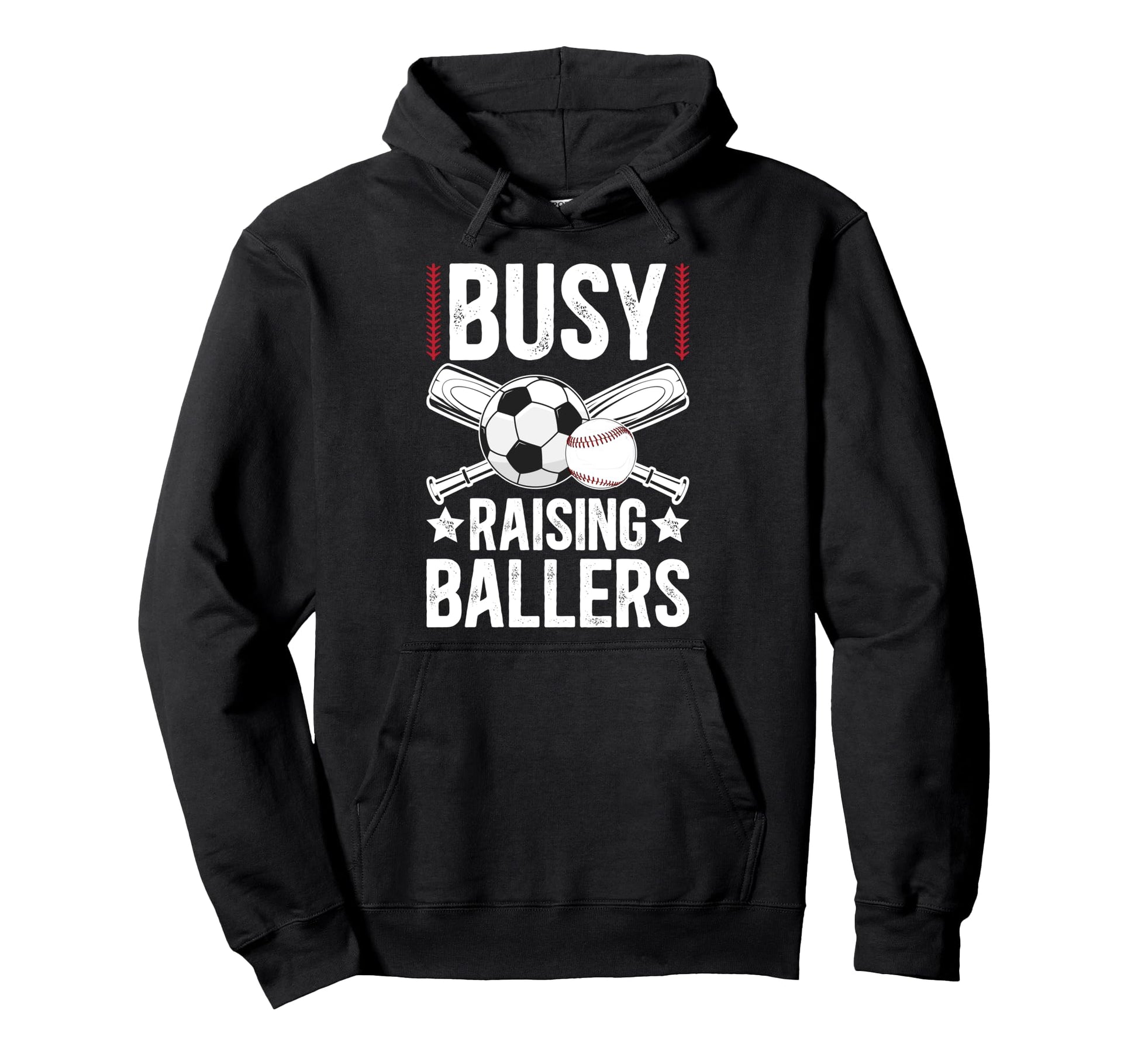 Busy Raising Ballers Soccer Baseball Dad Hoodie - Aesthetic Graphic Unisex - T-Shirt, Sweatshirt, Hoodie