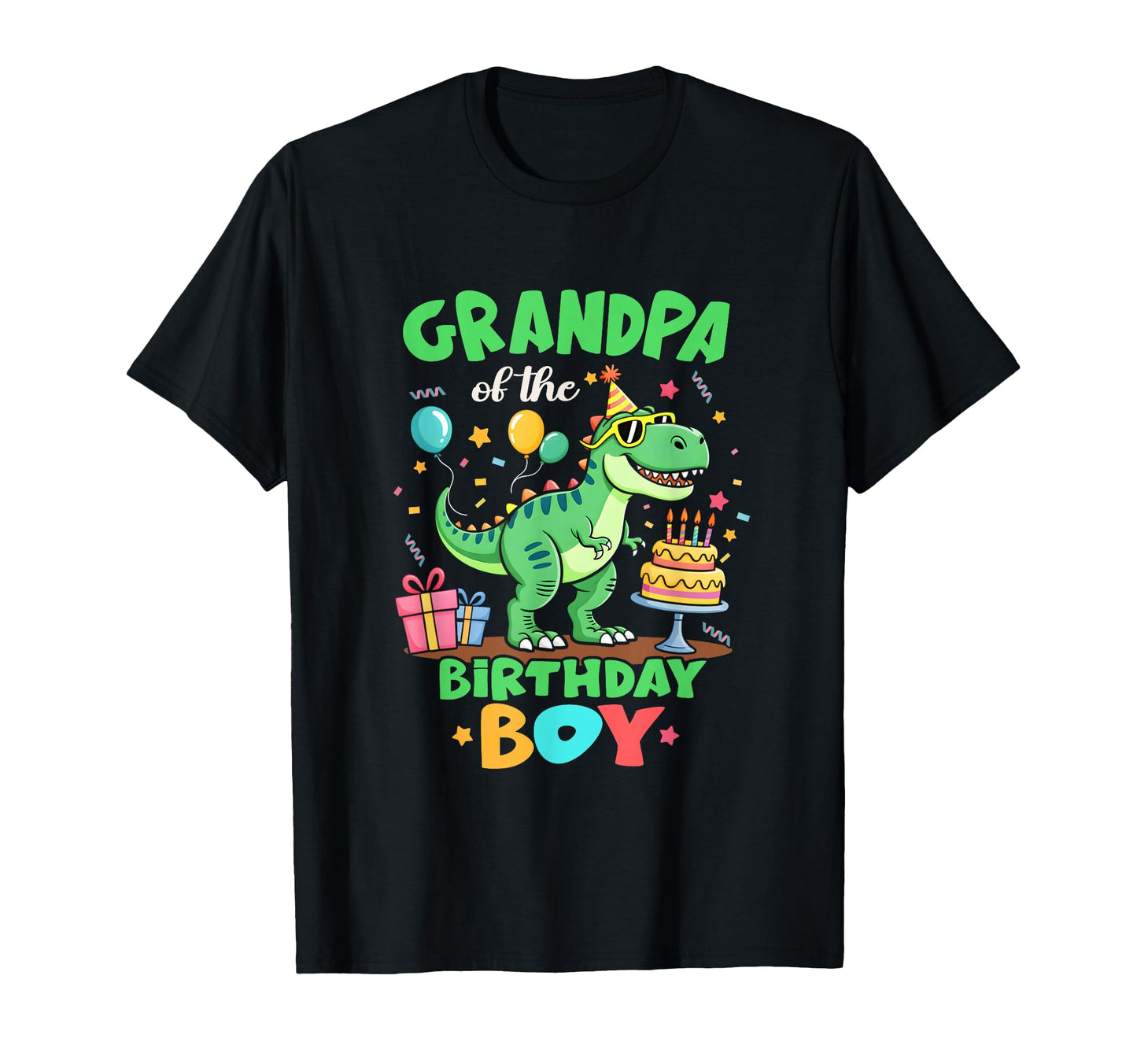 Grandpa Birthday T Rex Dinosaur T-Shirt - Custom Art Print Men Women - T-Shirt, Sweatshirt, Hoodie