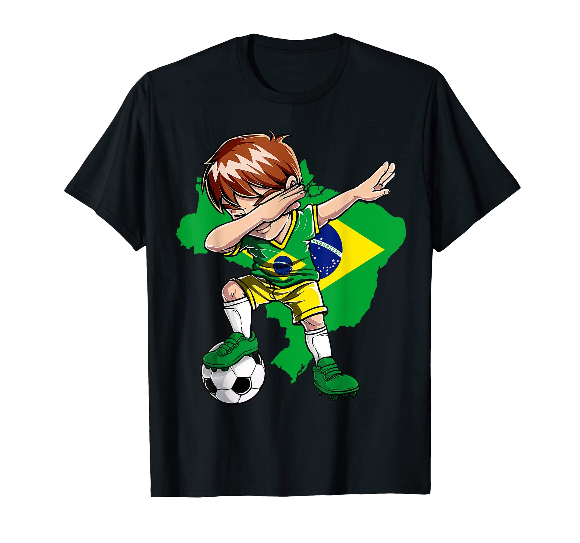 Dabbing Soccer Brazil Jersey T-Shirt - Aesthetic Graphic for Adults - T-Shirt, Sweatshirt, Hoodie