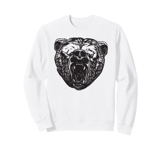 Bear Brown Head Bear Motif Bear Sweatshirt - Aesthetic Graphic Men Women - T-Shirt, Sweatshirt, Hoodie