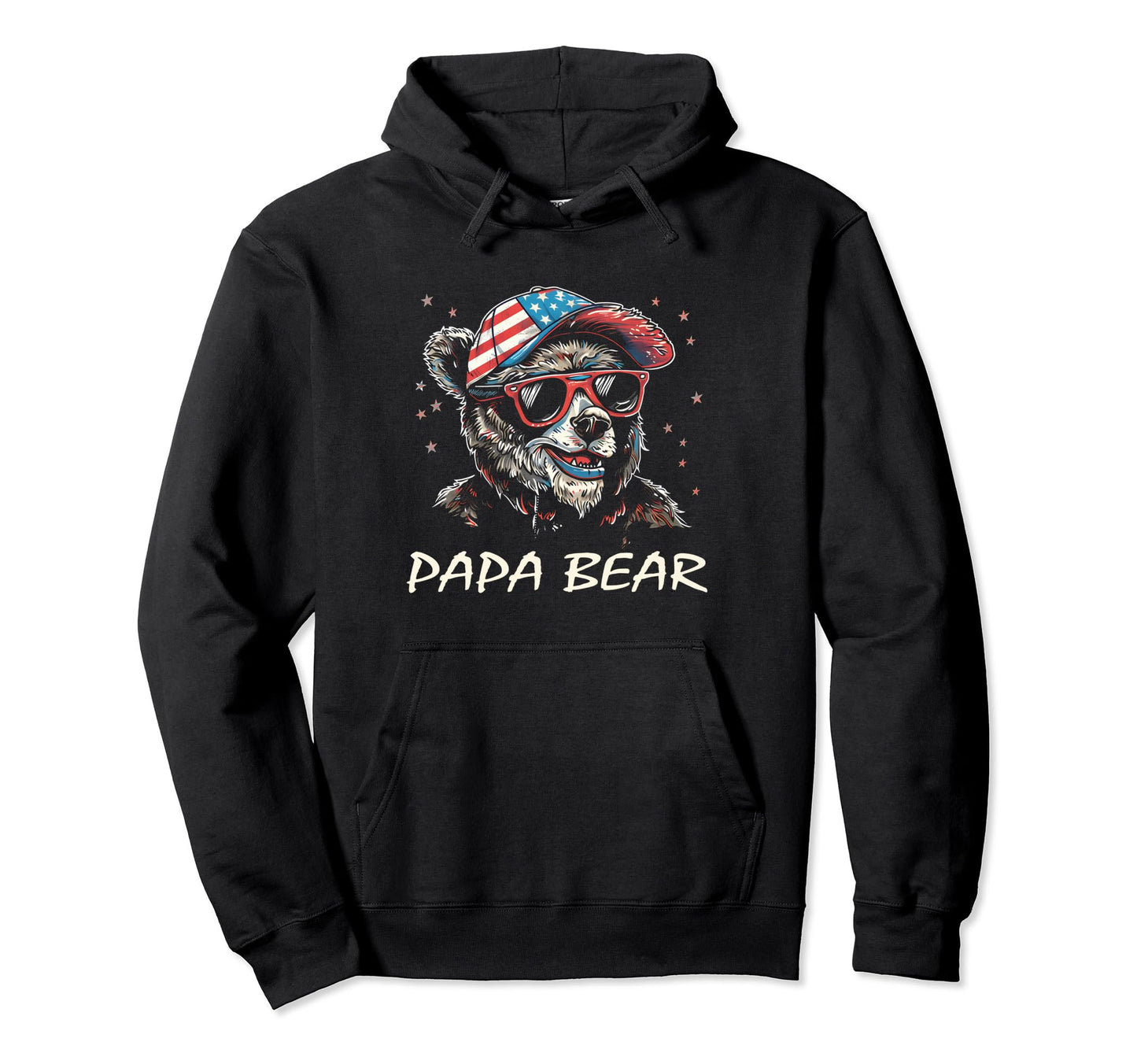Papa Bear Fathers Day Usa Flag Best Hoodie - Custom Art Print for Adults - T-Shirt, Sweatshirt, Hoodie