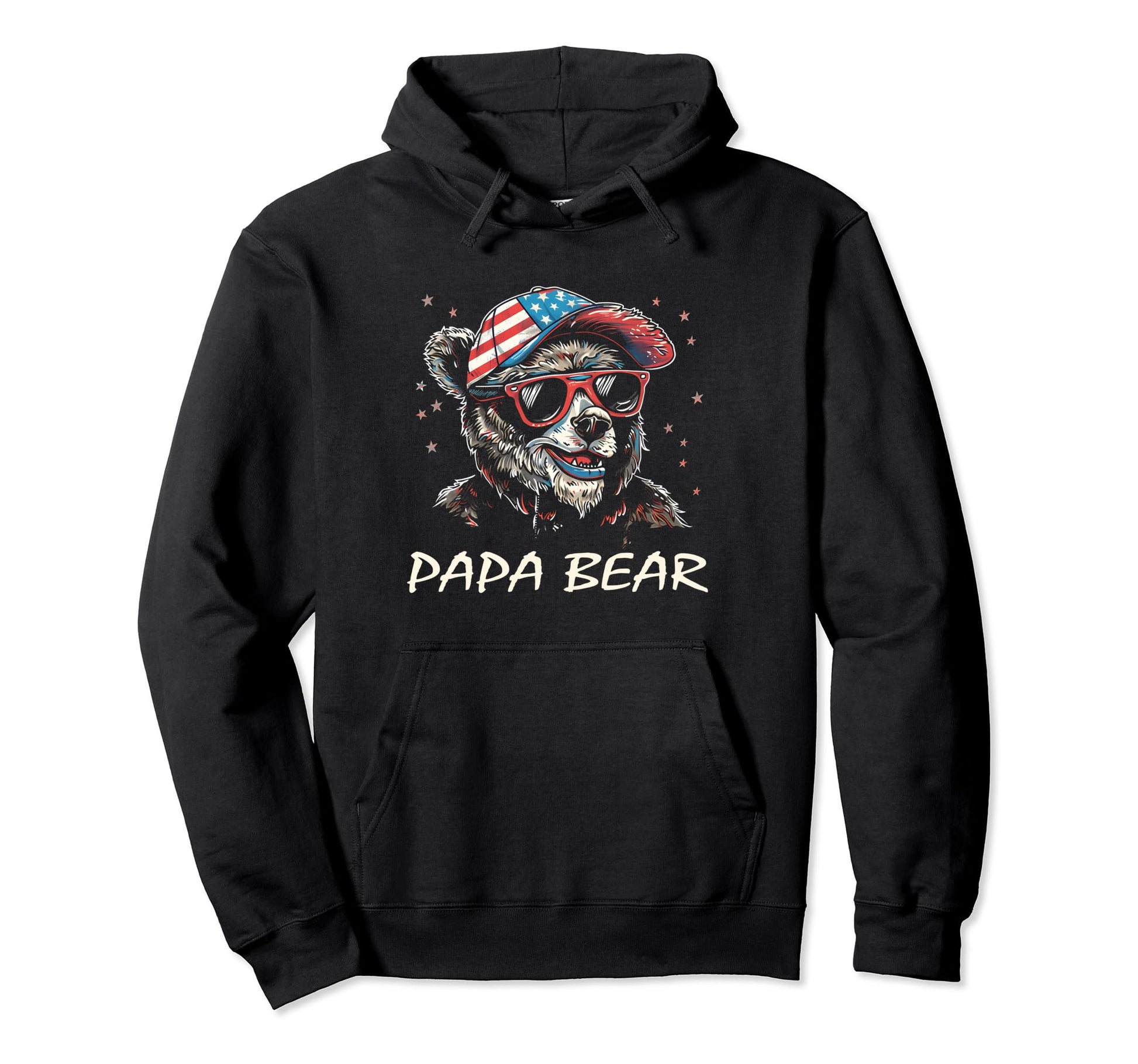 Papa Bear Fathers Day Usa Flag Best Hoodie - Custom Art Print for Adults - T-Shirt, Sweatshirt, Hoodie