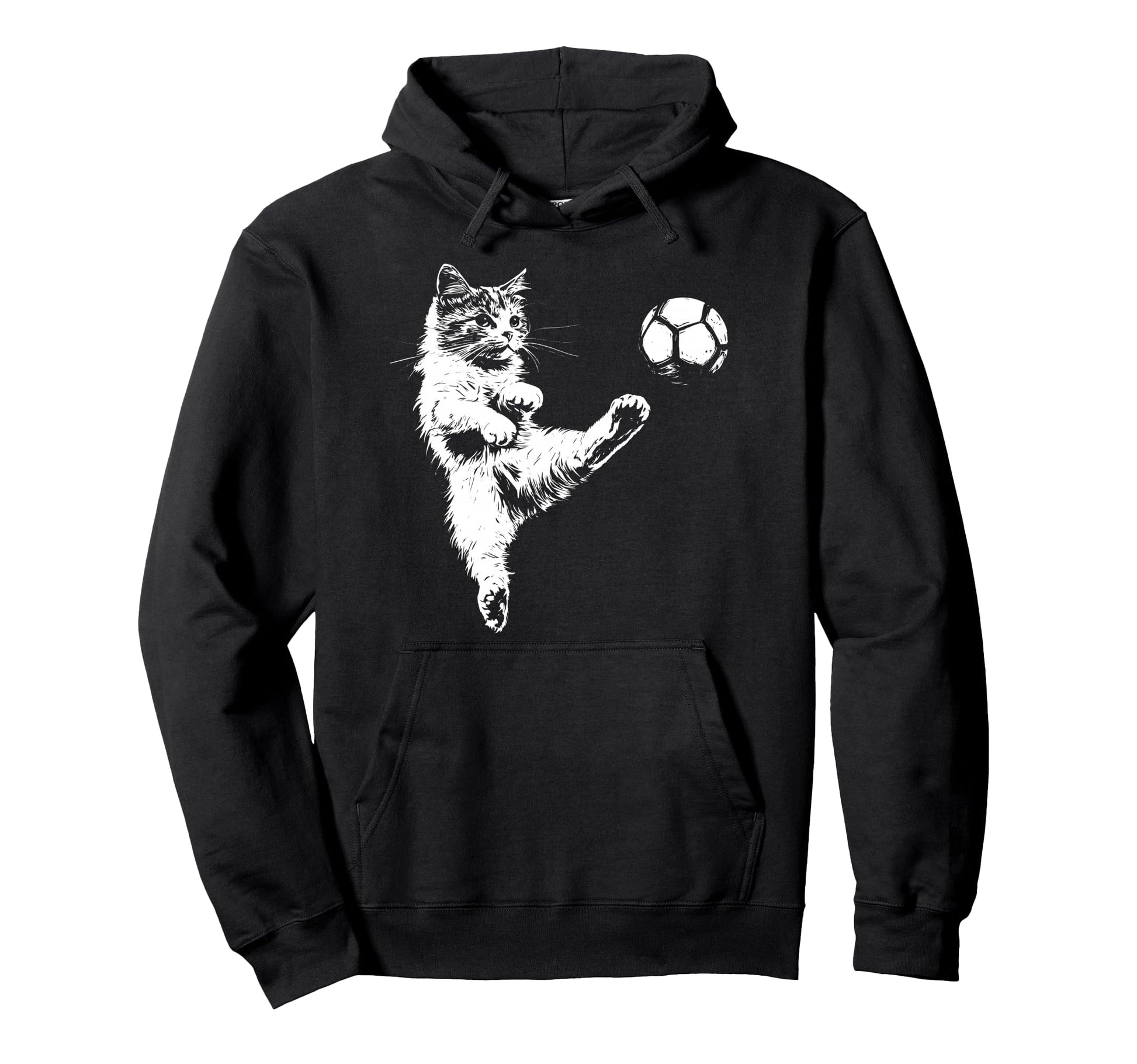 Funny Cat Soccer Ball Hoodie - Aesthetic Graphic Men Women - T-Shirt, Sweatshirt, Hoodie