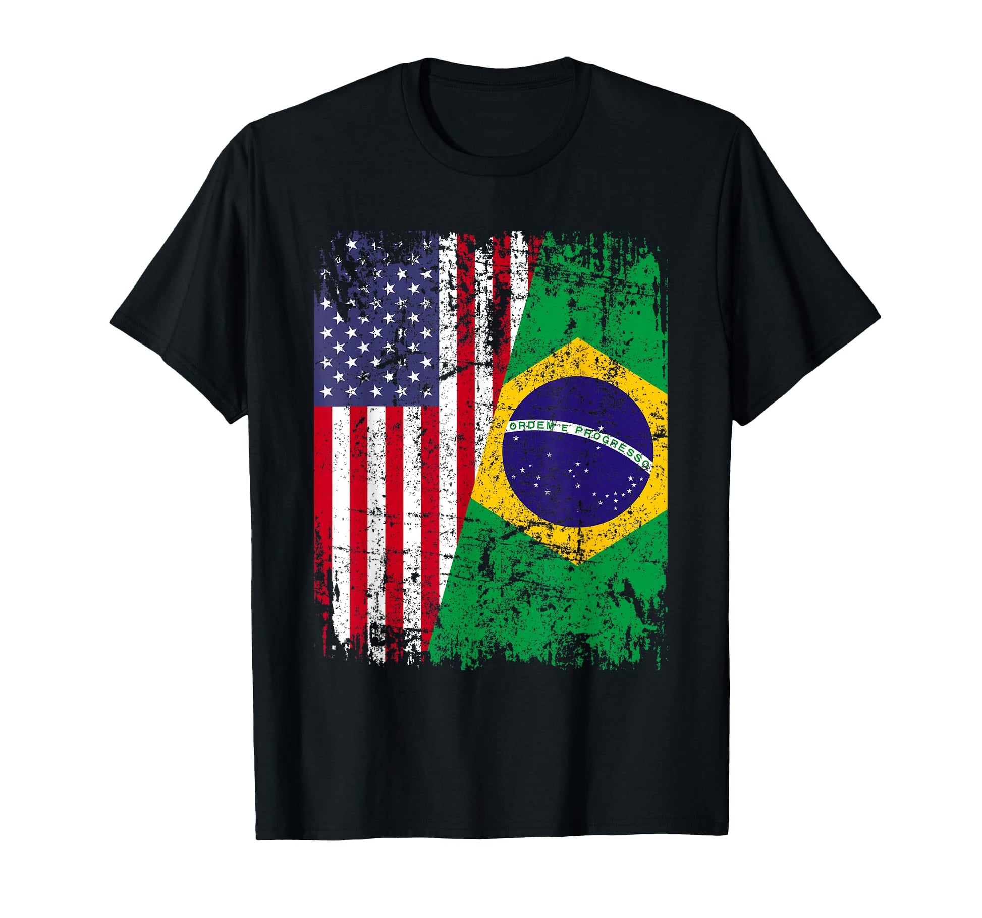 Brazilian Roots Half American Flag T-Shirt - Minimalist Print Men Women - T-Shirt, Sweatshirt, Hoodie