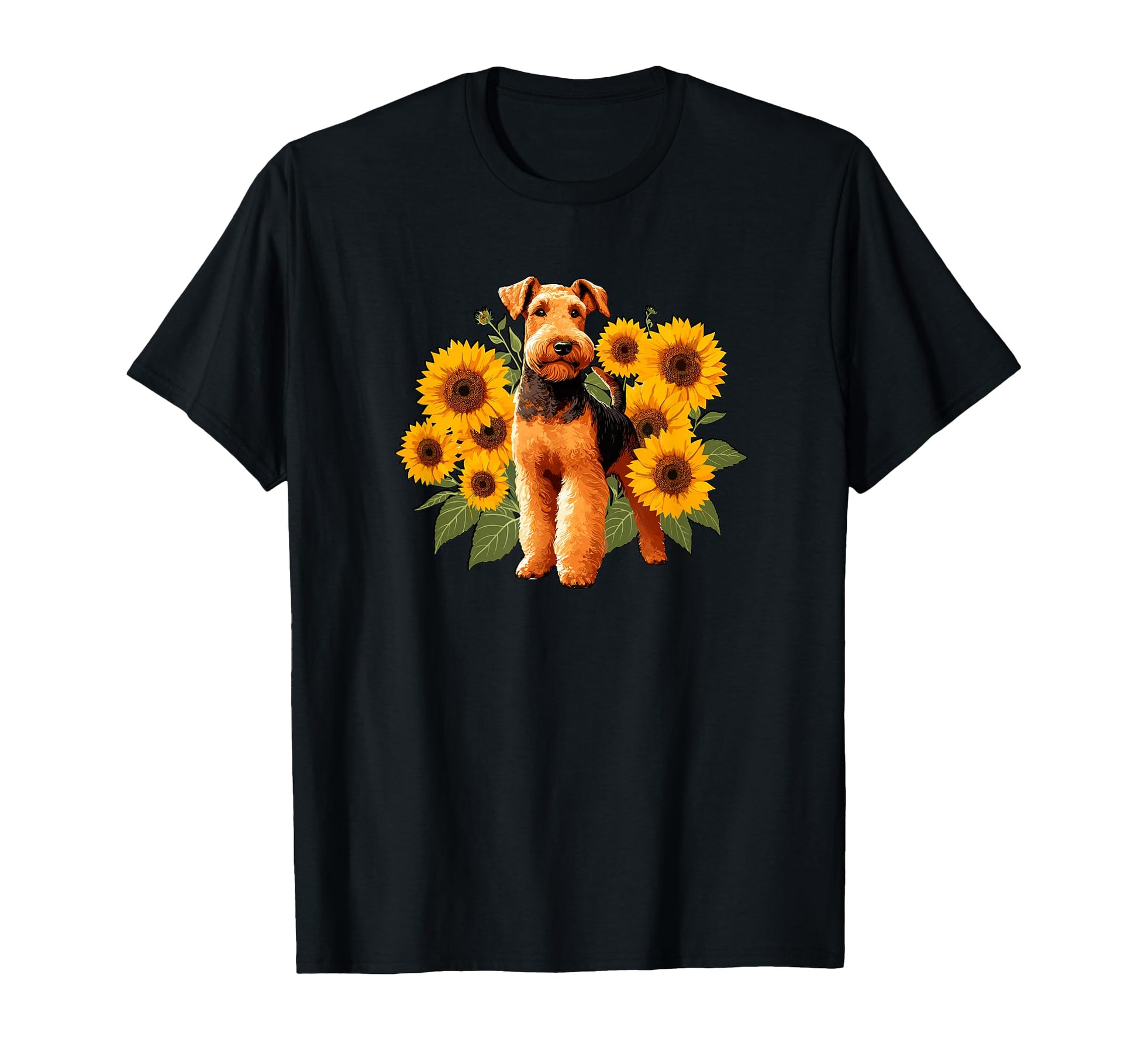 Funny Womens Sunflowers Airedale T-Shirt - Casual Everyday Wear Unisex - T-Shirt, Sweatshirt, Hoodie