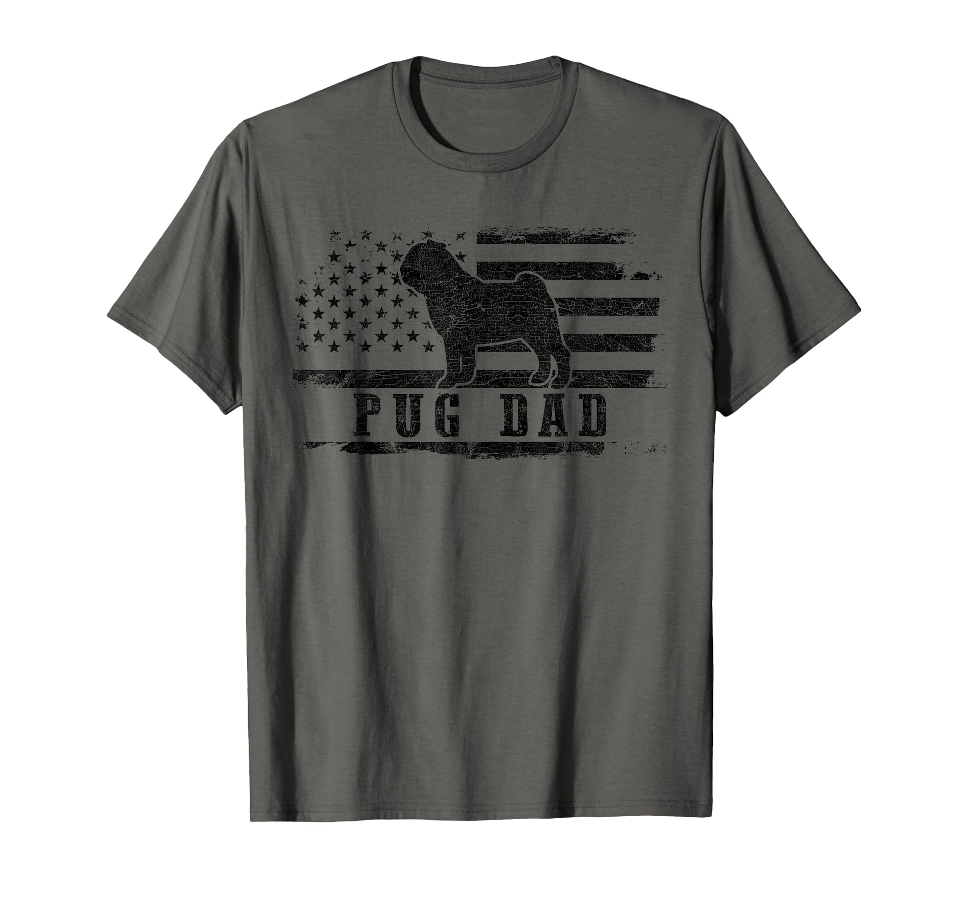 Pug Dad Distressed American Flag T-Shirt - Minimalist Print for Adults - T-Shirt, Sweatshirt, Hoodie