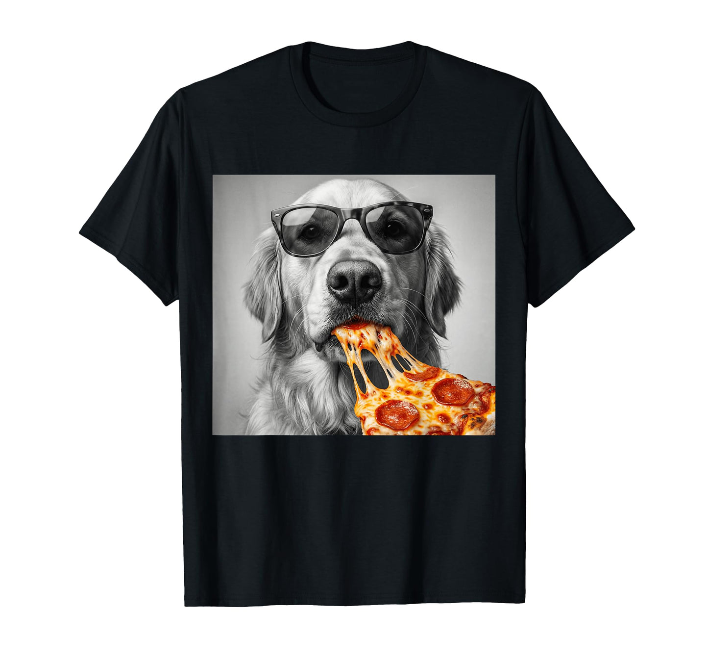 Golden Retriever Eating Pizza T-Shirt - Fun Novelty Design Unisex - T-Shirt, Sweatshirt, Hoodie