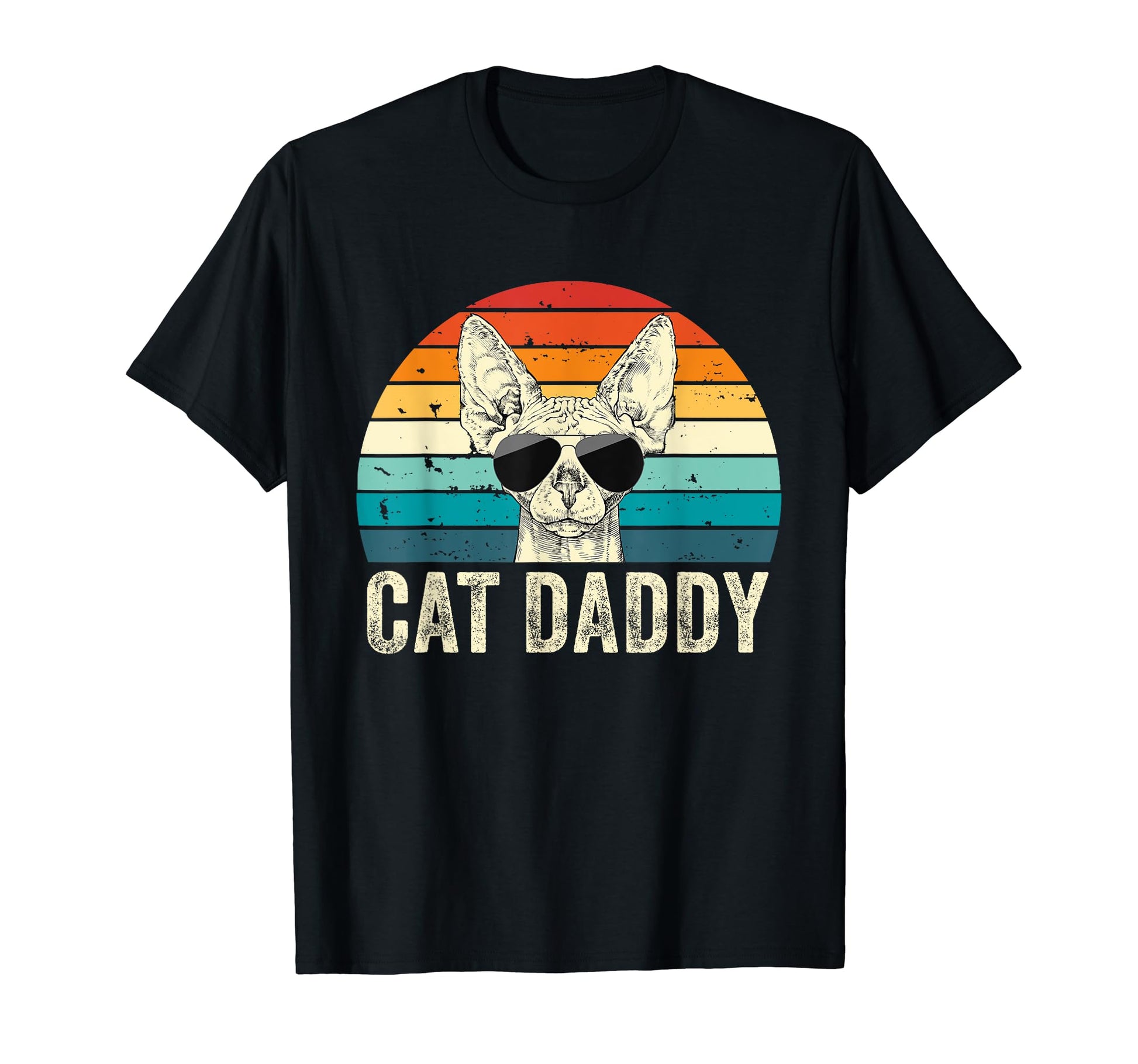 Cat Daddy Distressed Sphynx Cat Dad T-Shirt - Custom Art Print for Adults - T-Shirt, Sweatshirt, Hoodie