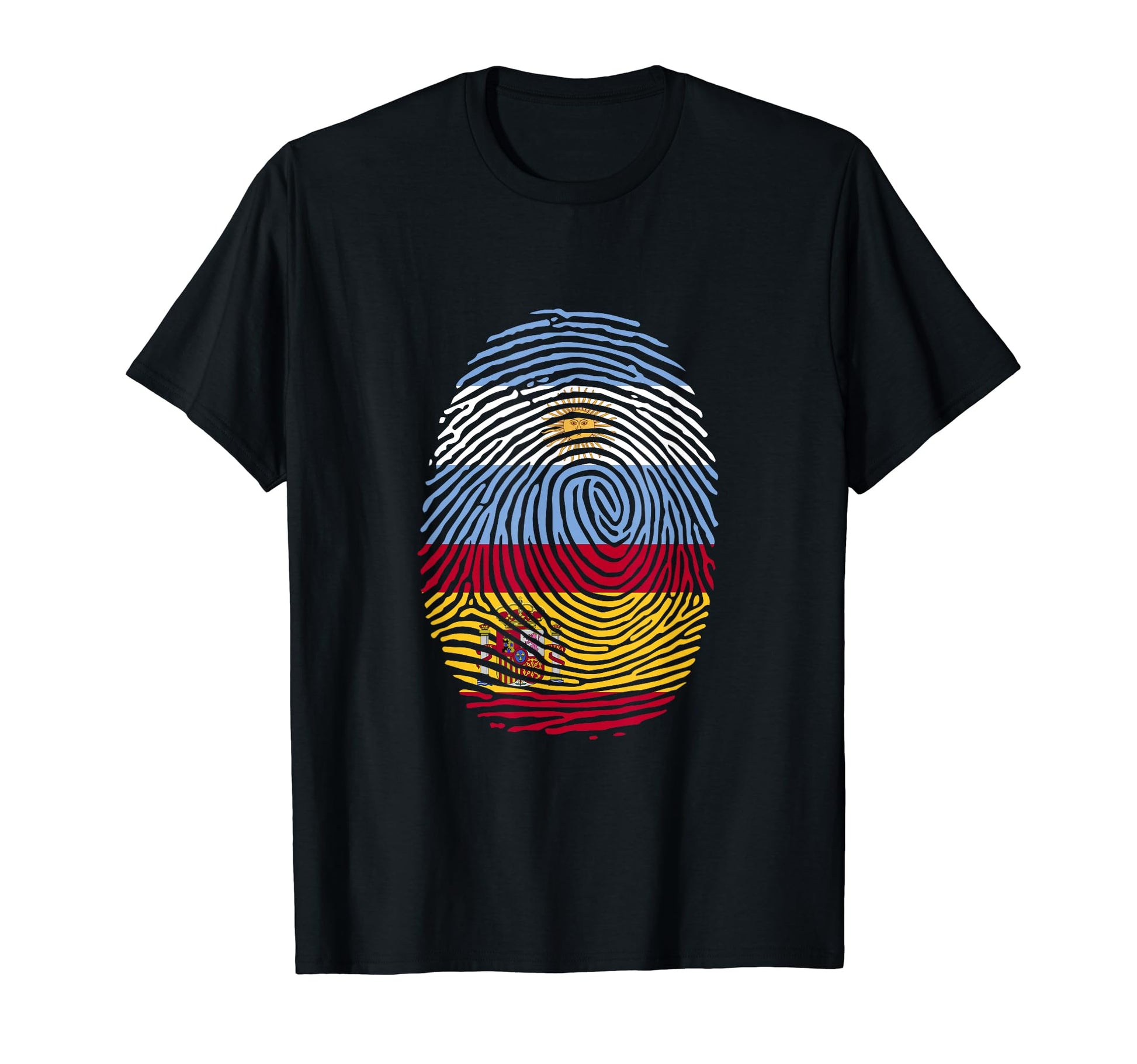 Spain Argentina Fingerprint Half Spanish T-Shirt - Unique Graphic Unisex - T-Shirt, Sweatshirt, Hoodie