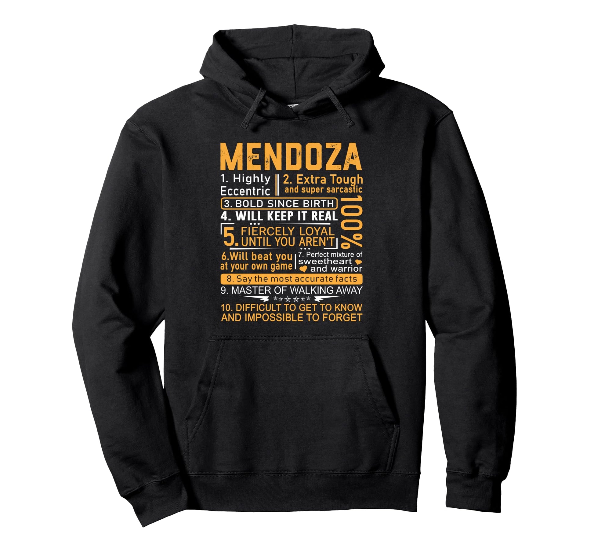 Mendoza Name Personalized Mendoza Last Hoodie - Unique Graphic for Adults - T-Shirt, Sweatshirt, Hoodie
