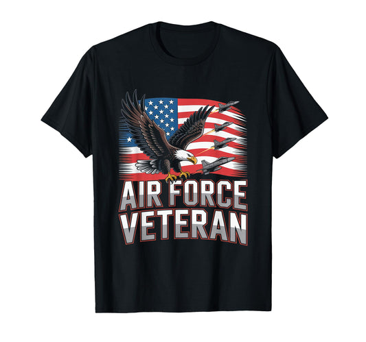 Air Force Veteran Us American Flag T-Shirt - Fun Novelty Design Men Women - T-Shirt, Sweatshirt, Hoodie