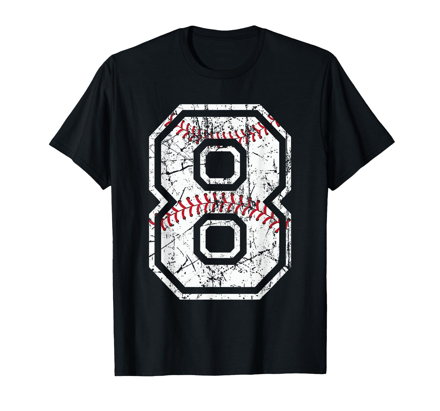 Baseball Jersey Number 8 Distressed T-Shirt - Streetwear Style for Adults - T-Shirt, Sweatshirt, Hoodie