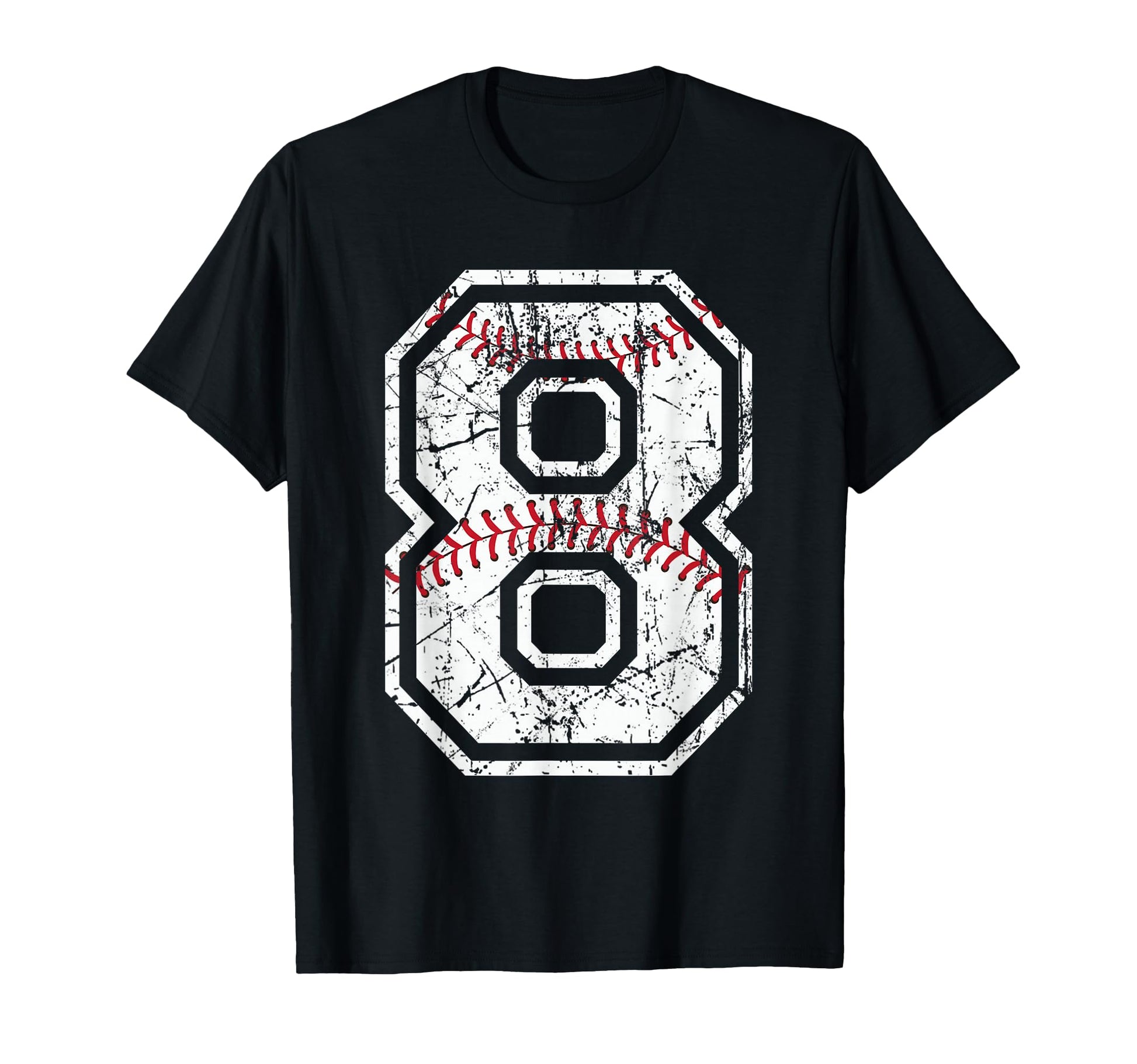 Baseball Jersey Number 8 Distressed T-Shirt - Streetwear Style for Adults - T-Shirt, Sweatshirt, Hoodie