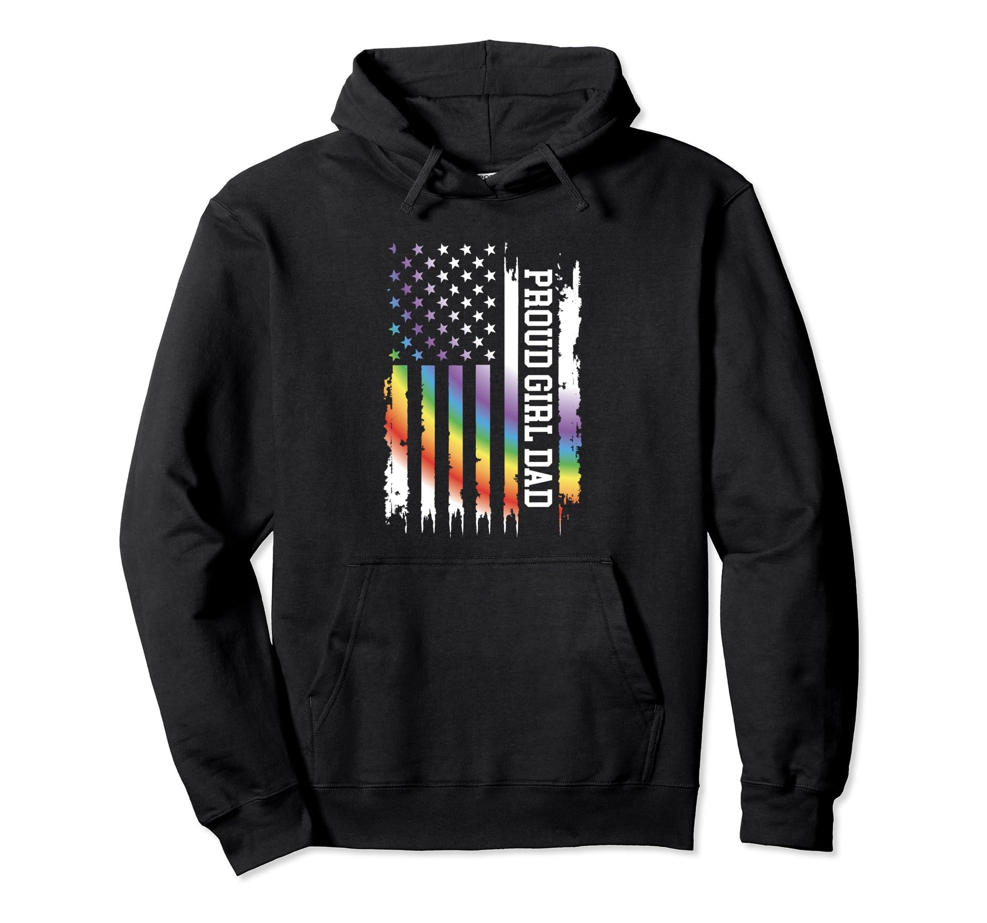 Proud Dad United States Distressed Hoodie - Aesthetic Graphic Men Women - T-Shirt, Sweatshirt, Hoodie