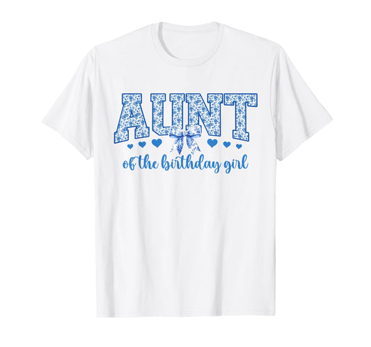 Aunt Birthday Blue Chinoiserie Floral T-Shirt - Streetwear Style Men Women - T-Shirt, Sweatshirt, Hoodie
