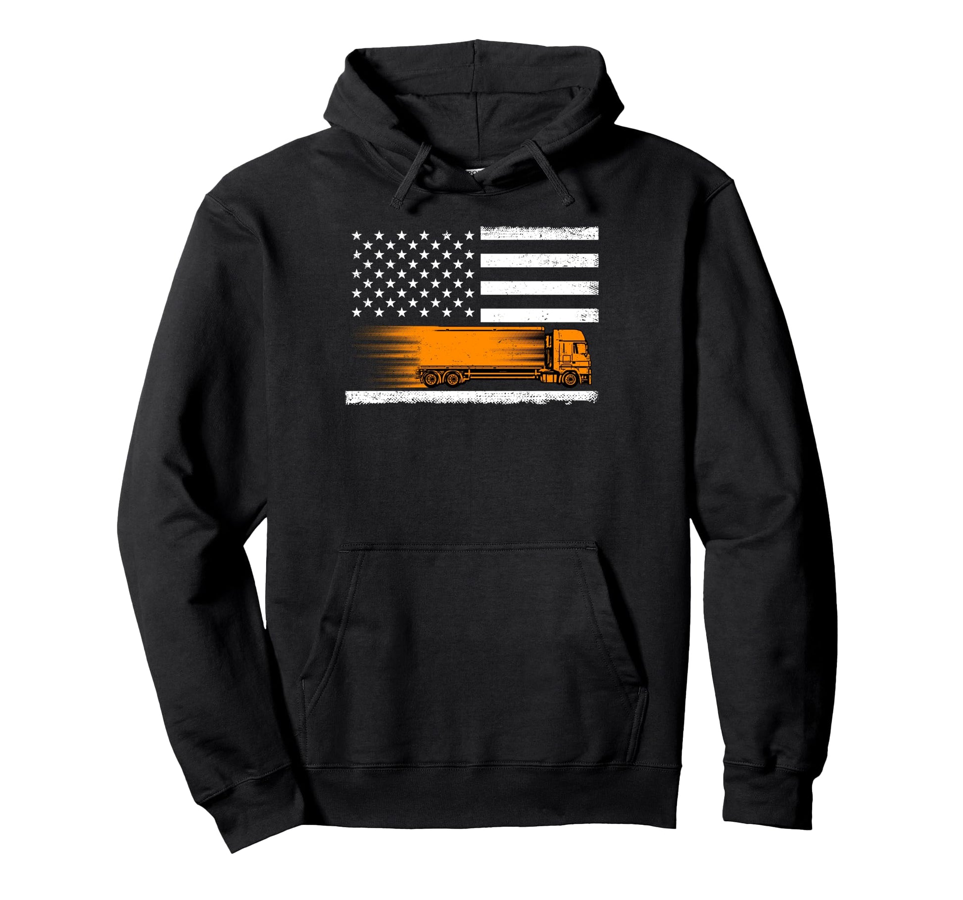 Truck Usa America Flag American Trucker Hoodie - Novelty Apparel Unisex - T-Shirt, Sweatshirt, Hoodie