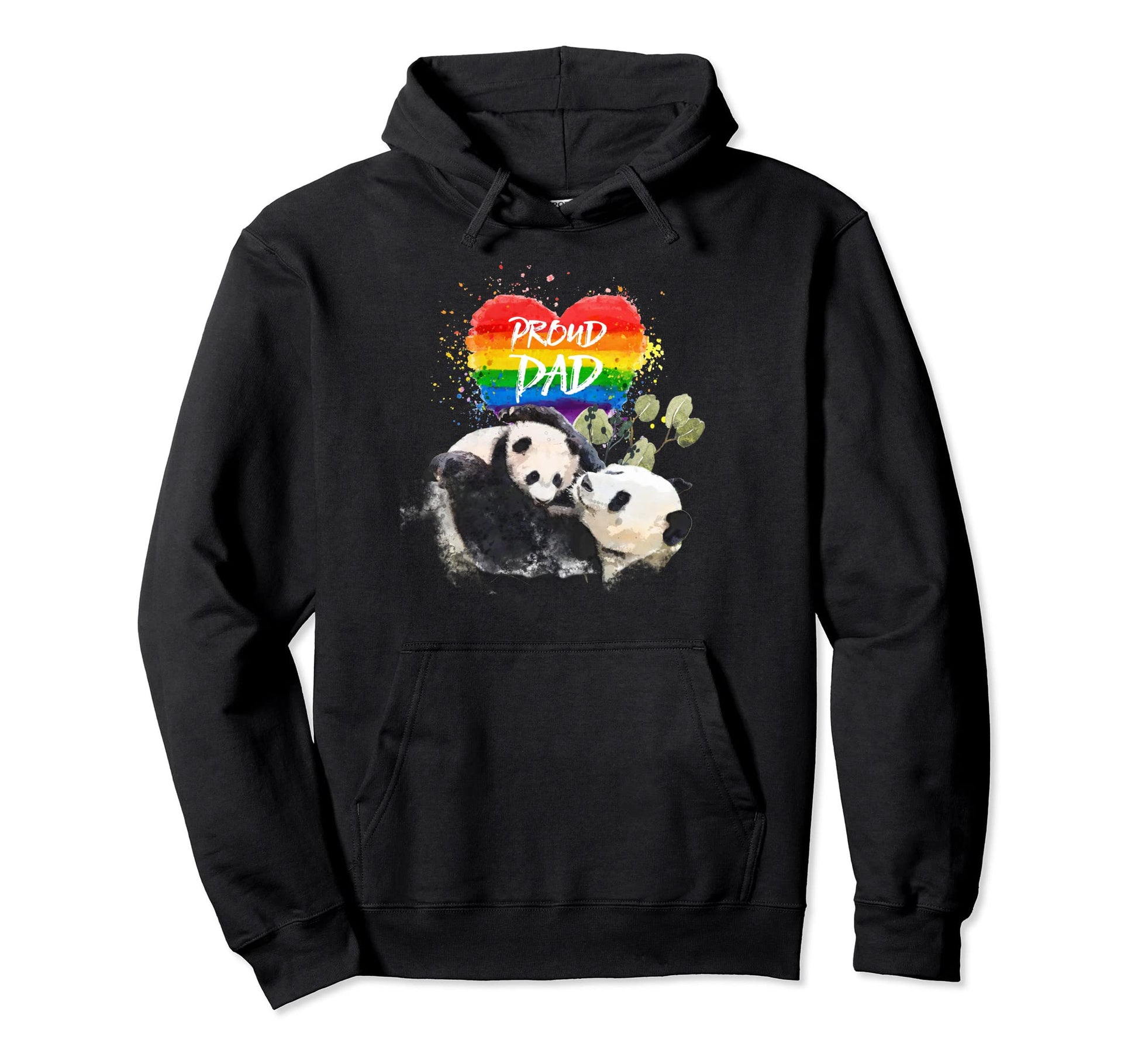 Lgbt Pride Papa Panda Bear Rainbow Hoodie - Custom Art Print for Adults - T-Shirt, Sweatshirt, Hoodie