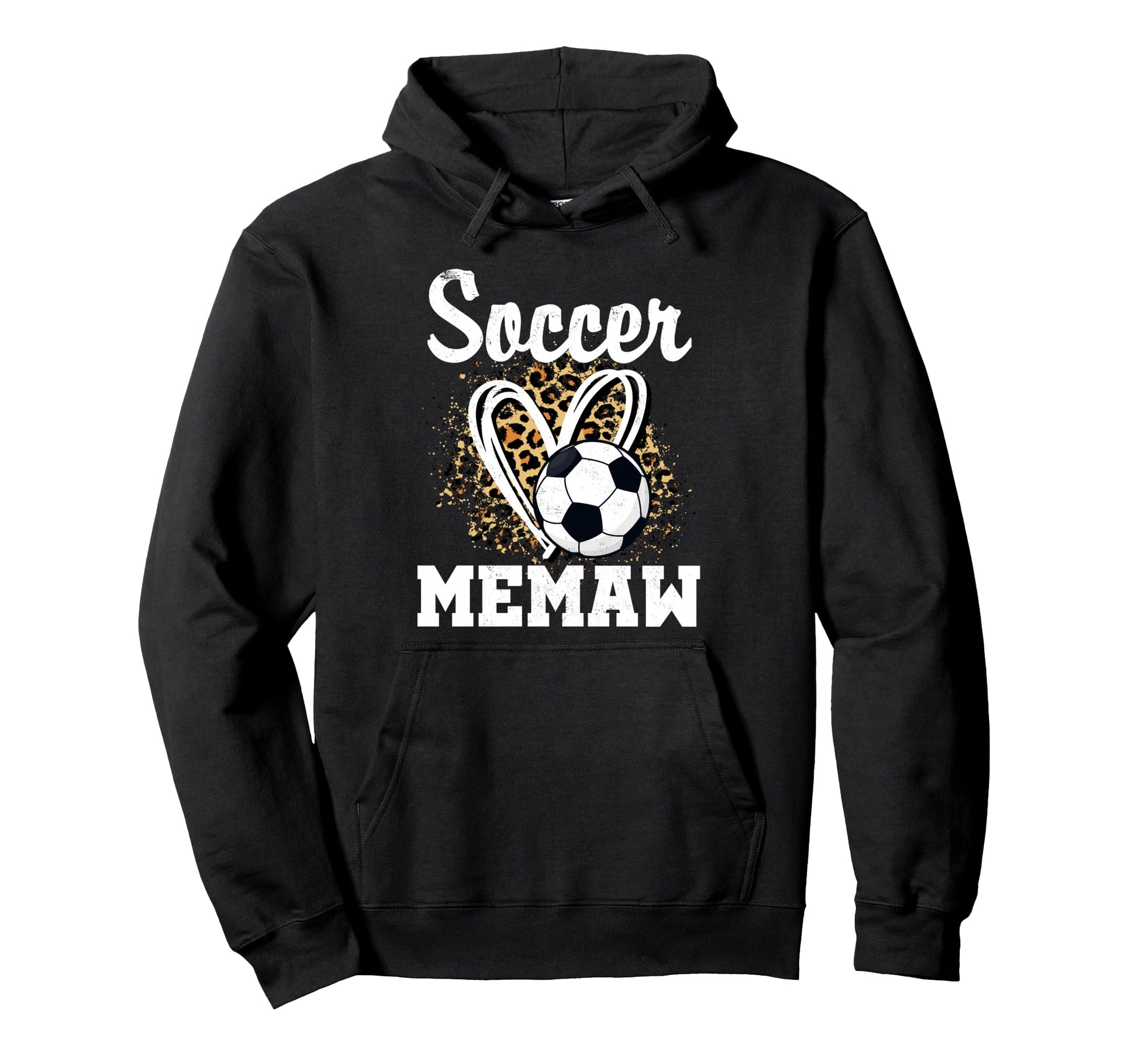Soccer Memaw Leopard Heart Matching Family Hoodie - Unique Graphic Unisex - T-Shirt, Sweatshirt, Hoodie