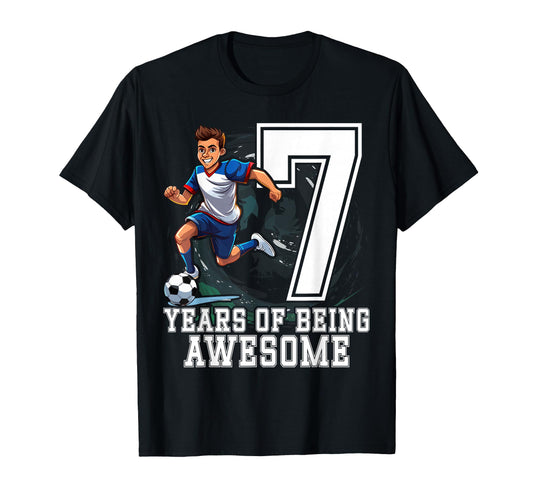 7 Years Being Awesome Soccer 7Th Birthday T-Shirt - Minimalist Print Unisex - T-Shirt, Sweatshirt, Hoodie