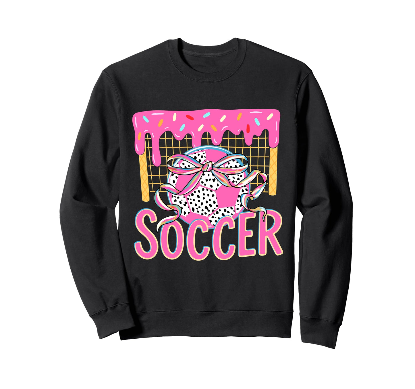 Girly Soccer Coquette Bow Ice Sweatshirt - Custom Art Print Men Women - T-Shirt, Sweatshirt, Hoodie