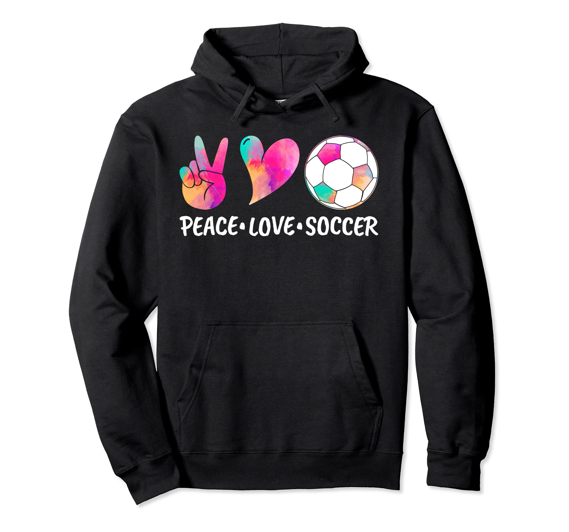Soccer Tees Tie Dye Peace Love Soccer Hoodie - Custom Art Print Unisex - T-Shirt, Sweatshirt, Hoodie