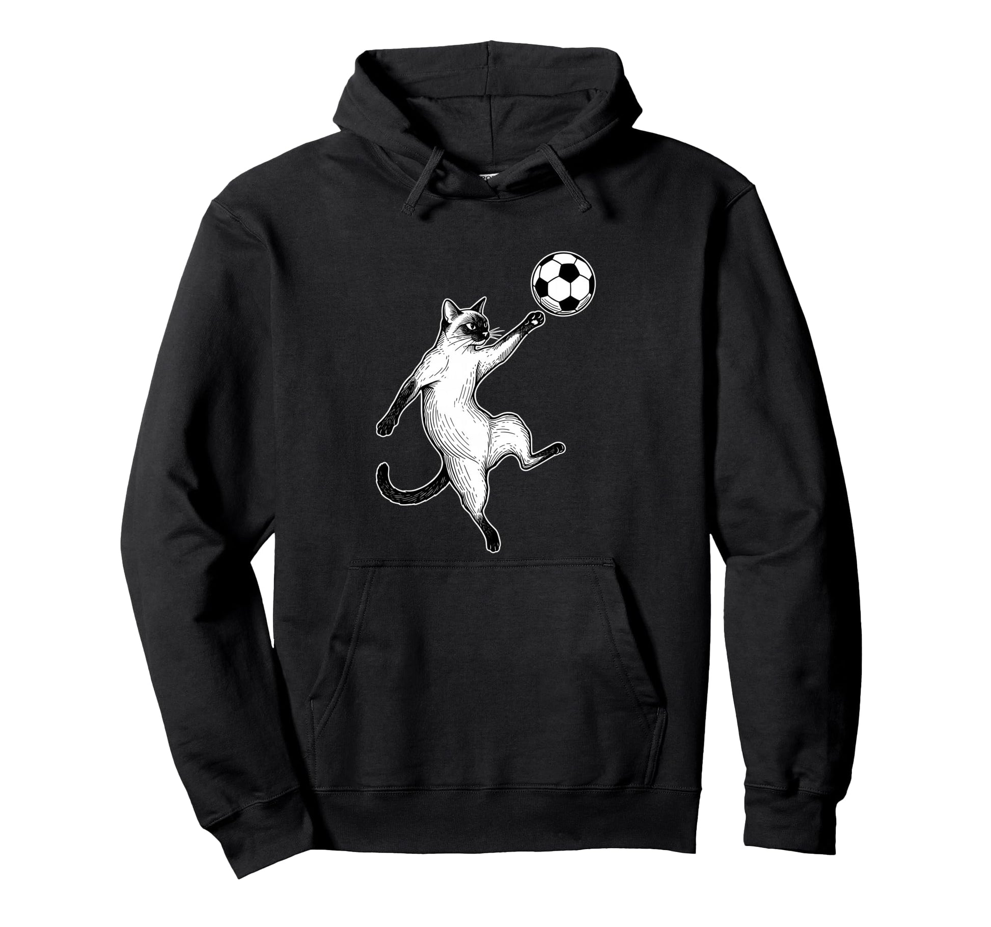 Soccer Siamese Cat Playing Ball Hoodie - Aesthetic Graphic for Adults - T-Shirt, Sweatshirt, Hoodie
