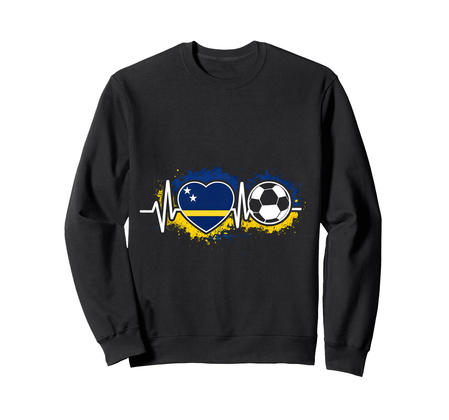 Heartbeat Curacao Flag Soccer Fan Sweatshirt - Minimalist Print Unisex - T-Shirt, Sweatshirt, Hoodie