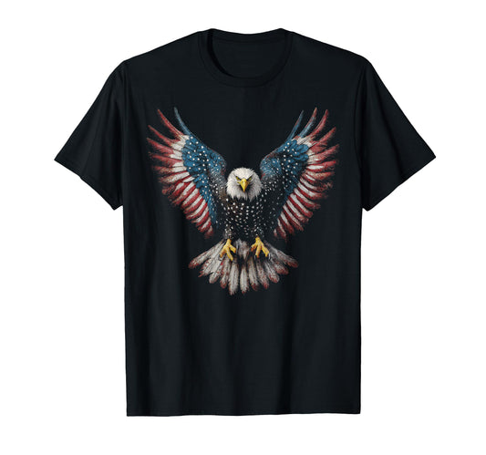 American Flag Bald Eagle 4Th July Usa T-Shirt - Novelty Apparel Men Women - T-Shirt, Sweatshirt, Hoodie