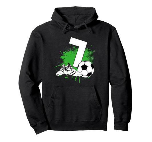 7Th Birthday 7 Years Soccer Football Hoodie - Graphic Print for Adults - T-Shirt, Sweatshirt, Hoodie