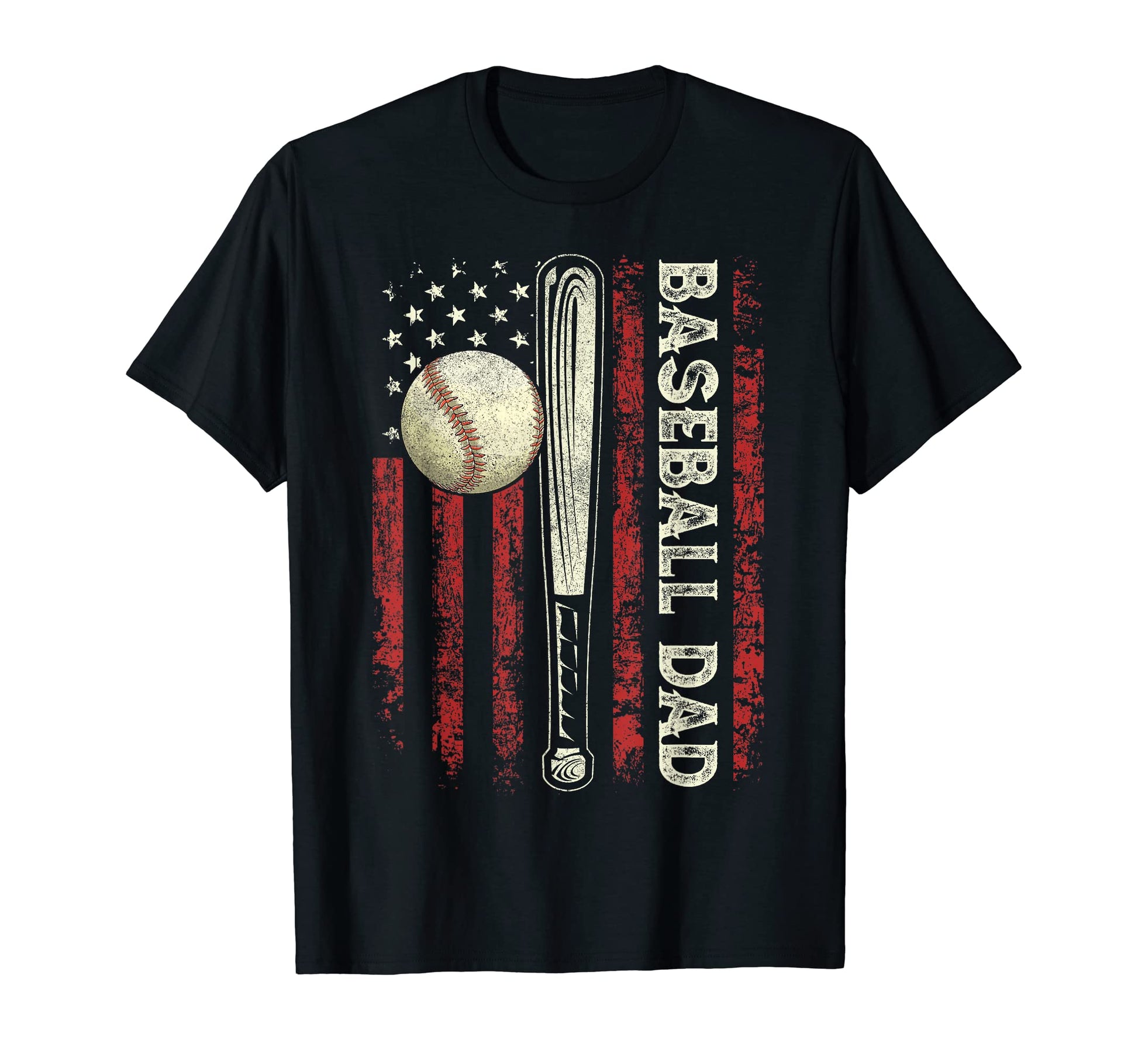 Mens Fathers Day Baseball Dad Usa Flag T-Shirt - Unique Graphic for Adults - T-Shirt, Sweatshirt, Hoodie