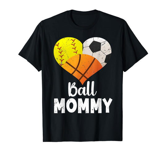 Ball Mommy Heart Softball Soccer T-Shirt - Aesthetic Graphic Men Women - T-Shirt, Sweatshirt, Hoodie