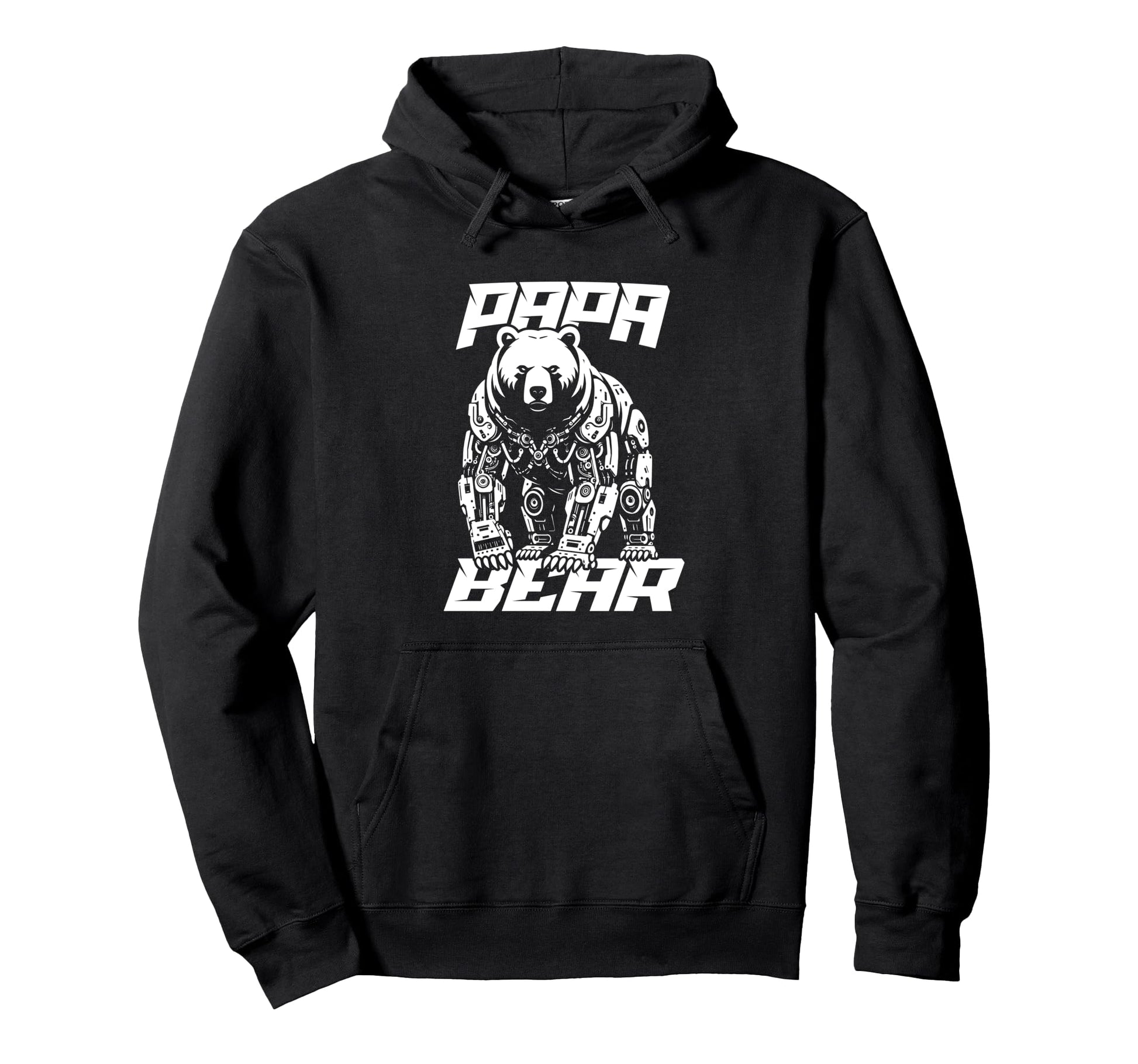 Papa Bear Mechanical Robot Sci Fi Hoodie - Minimalist Print for Adults - T-Shirt, Sweatshirt, Hoodie