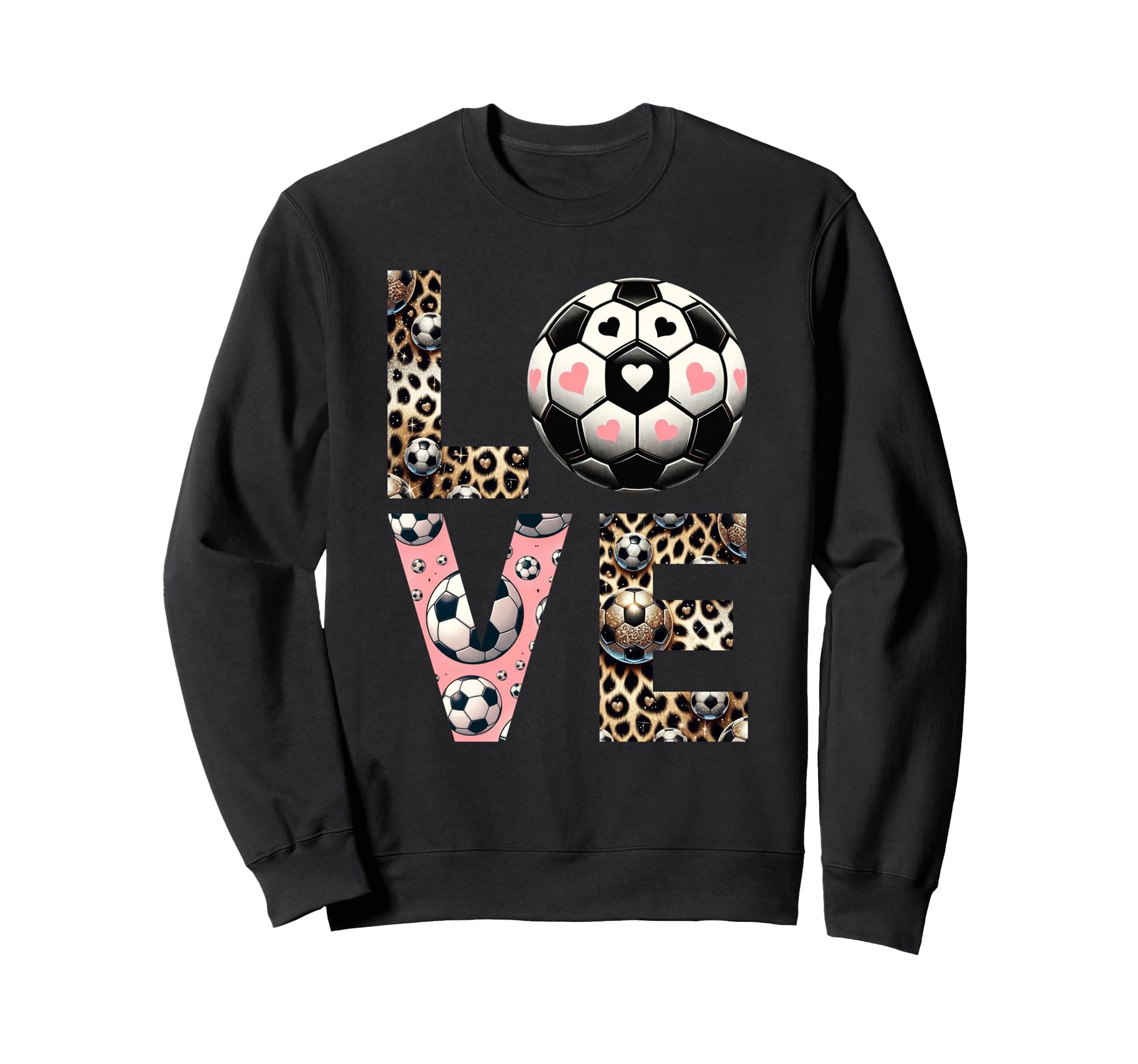 Love Soccer Leopard Soccer Player Sweatshirt - Trendy Graphic Unisex - T-Shirt, Sweatshirt, Hoodie