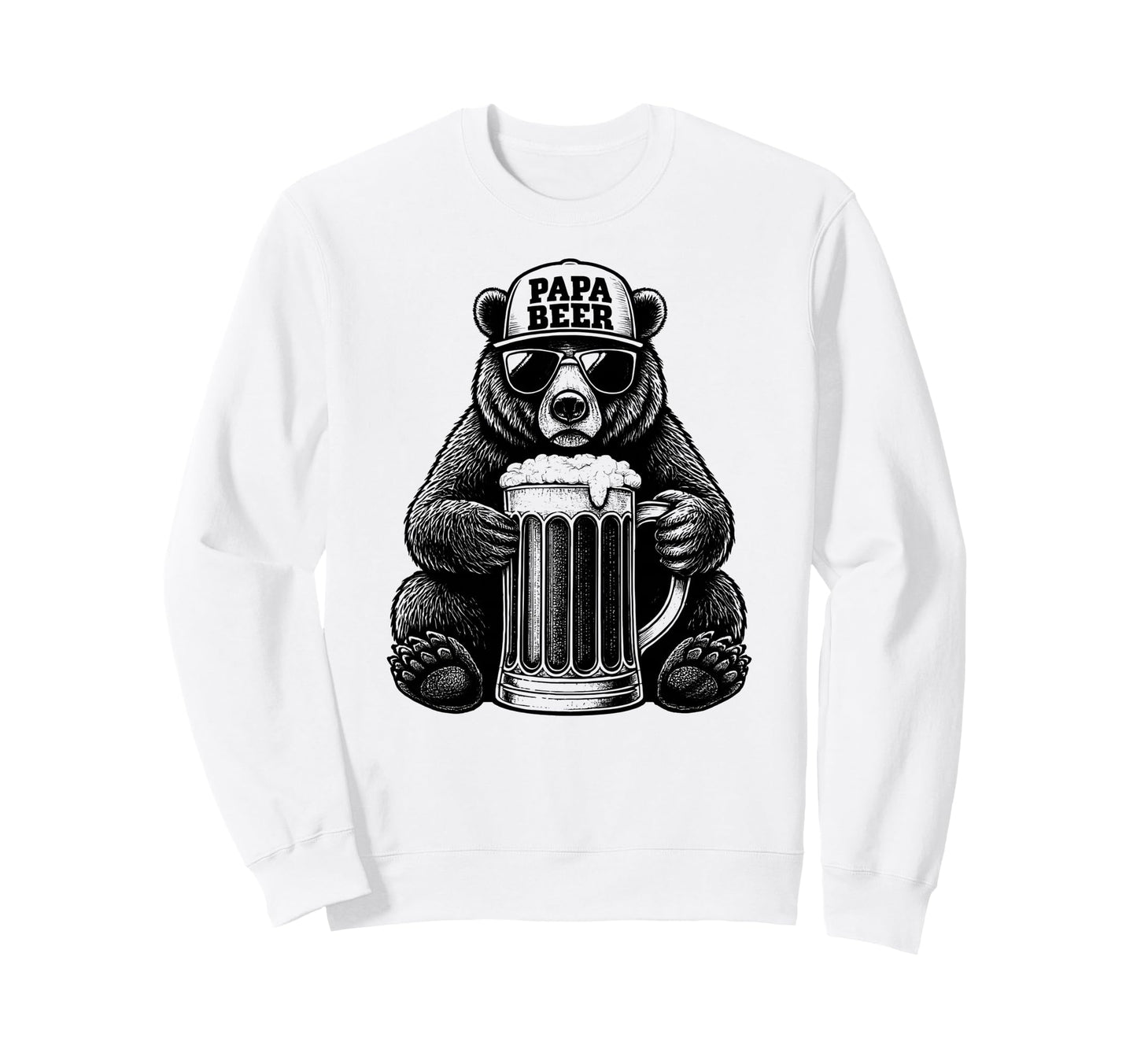 Papa Beer Funny Dad Bear Drinking Sweatshirt - Unique Graphic Unisex - T-Shirt, Sweatshirt, Hoodie