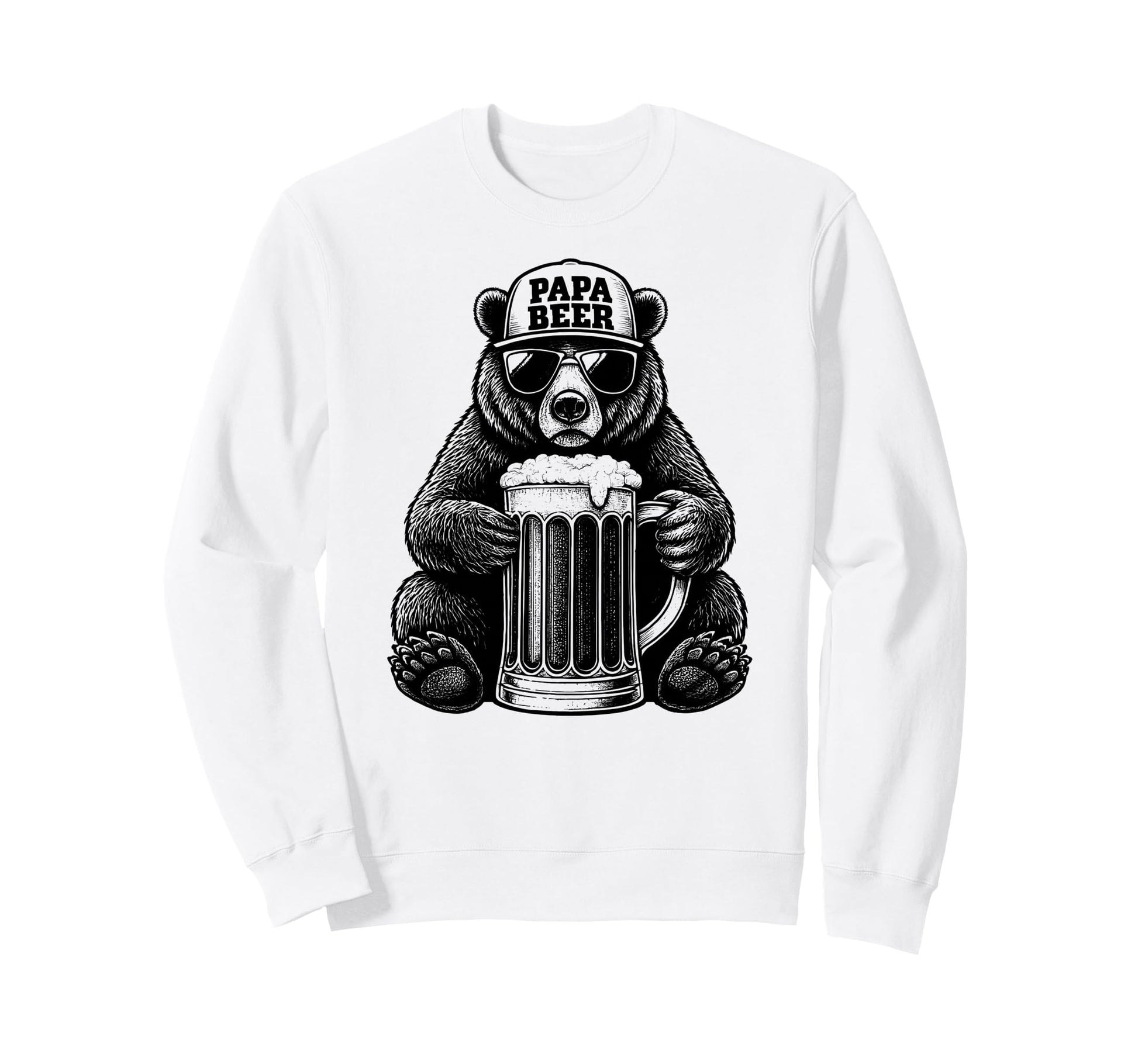 Papa Beer Funny Dad Bear Drinking Sweatshirt - Unique Graphic Unisex - T-Shirt, Sweatshirt, Hoodie