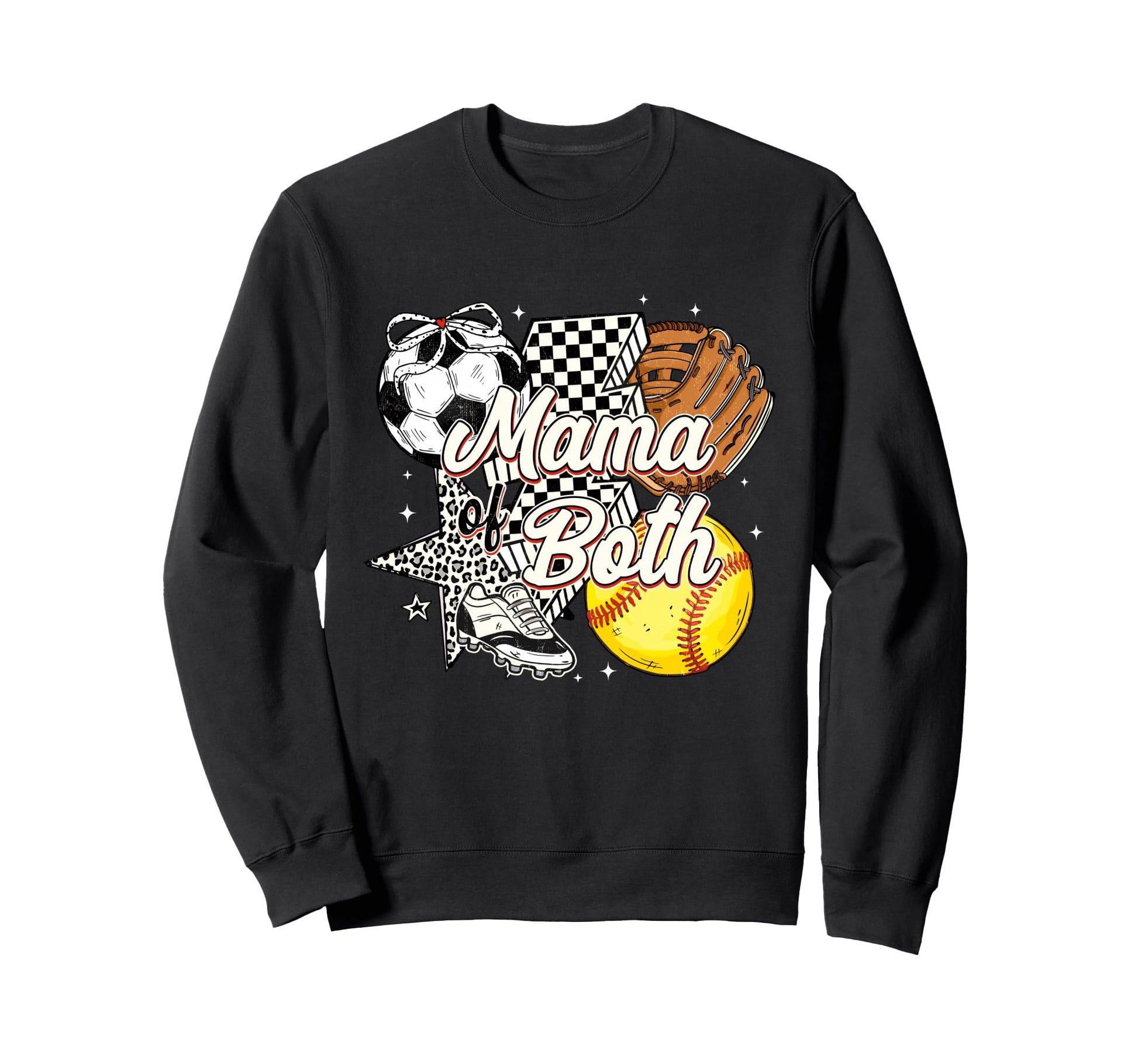 Mama Both Soccer Softball Mama Mothers Sweatshirt - Trendy Graphic Unisex - T-Shirt, Sweatshirt, Hoodie