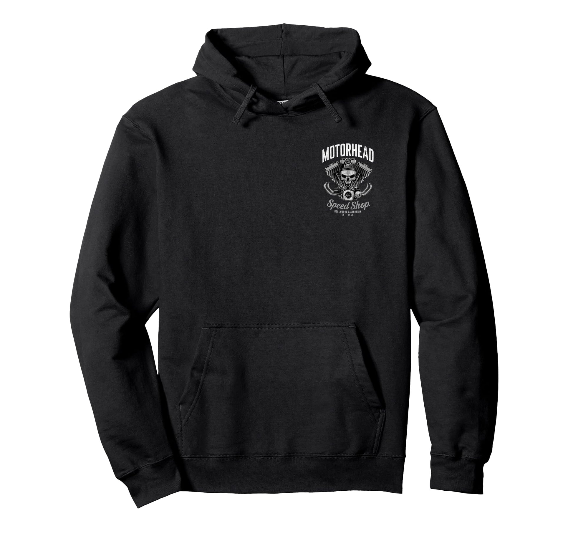 Skeleton Motor Head Speed Shop Hot Rod Hoodie - Novelty Apparel for Adults - T-Shirt, Sweatshirt, Hoodie