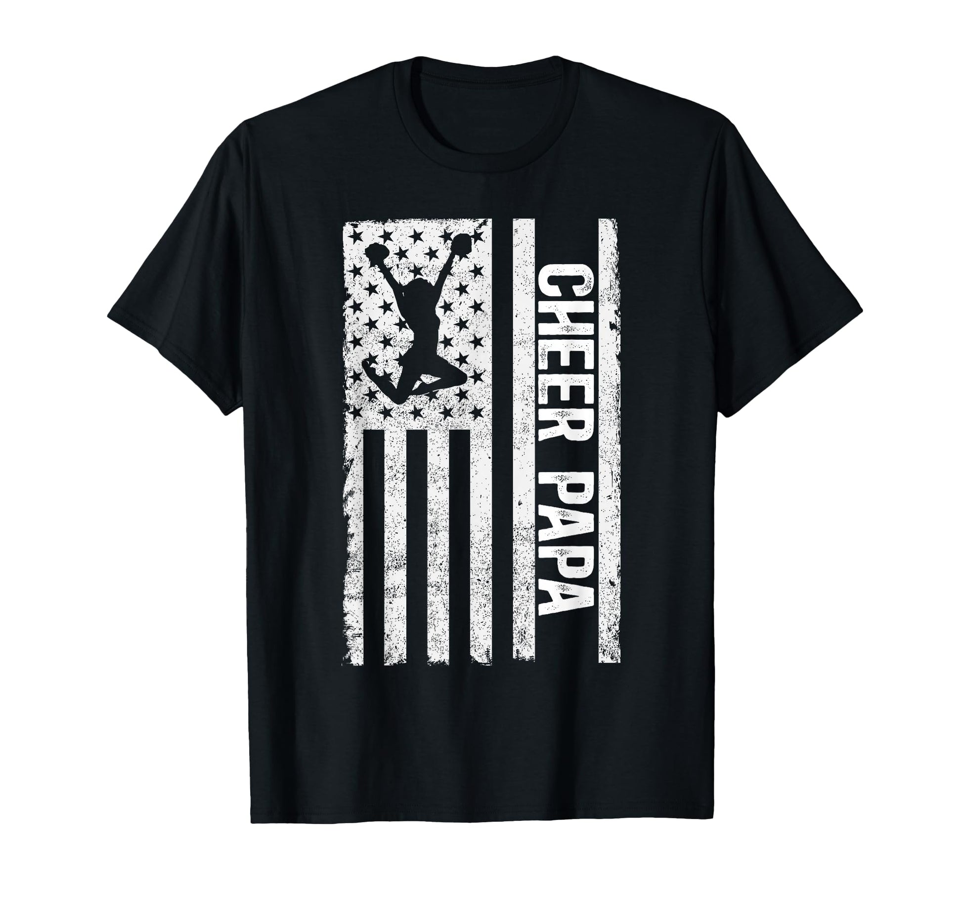 Cheer Papa Cheerleader Papa Us Flag T-Shirt - Trendy Graphic Unisex - T-Shirt, Sweatshirt, Hoodie