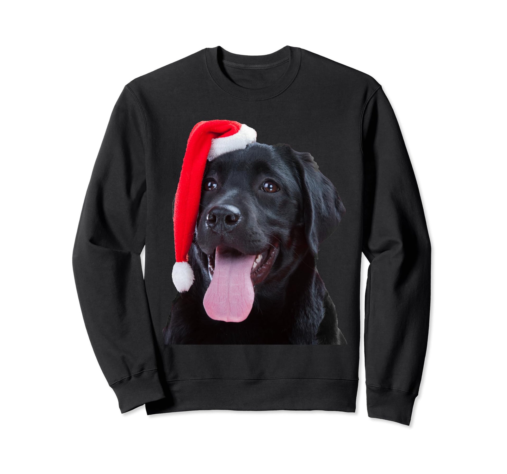 Black Lab Santa Dog Funny Labrador Sweatshirt - Minimalist Print Men Women - T-Shirt, Sweatshirt, Hoodie