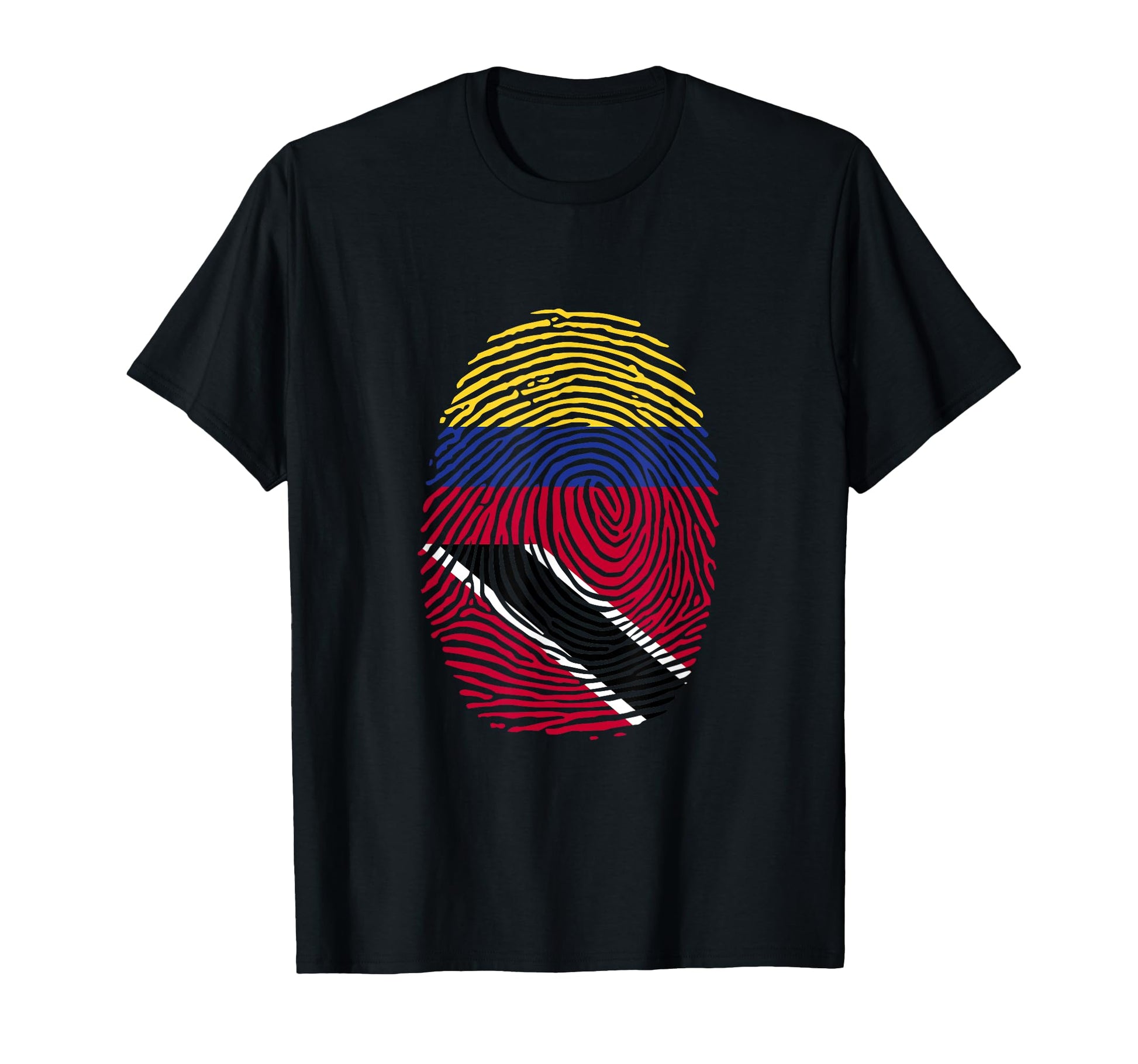 Colombia And Trinidad Fingerprint Half T-Shirt - Minimalist Print Unisex - T-Shirt, Sweatshirt, Hoodie