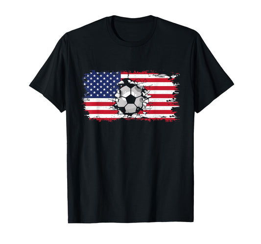 American Flag Soccer Soccer T-Shirt - Unique Graphic Unisex - T-Shirt, Sweatshirt, Hoodie