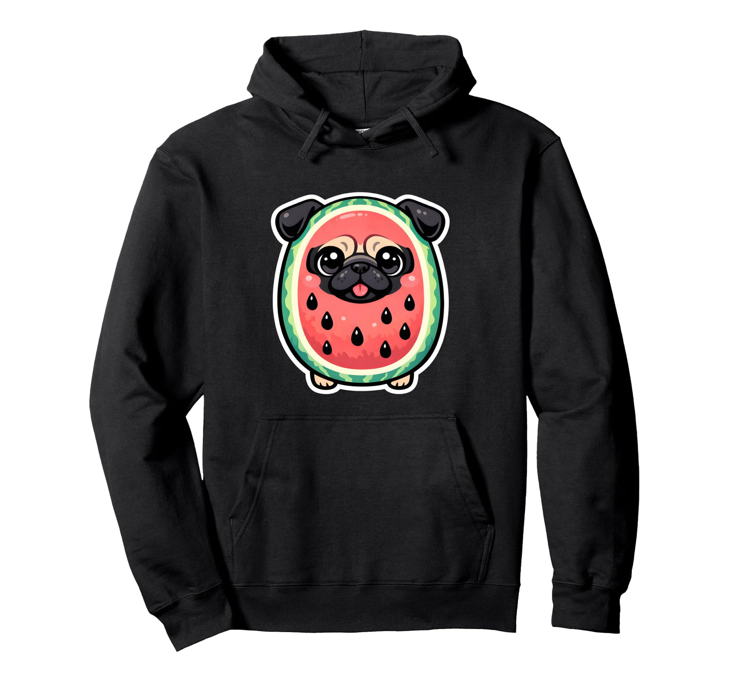 Watermelon Pug Funny From Dad Mom Hoodie - Fun Novelty Design for Adults - T-Shirt, Sweatshirt, Hoodie