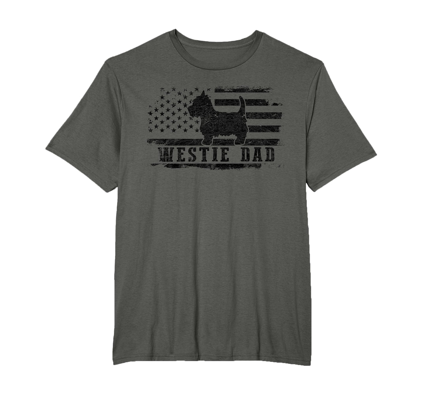 Westie Dad Distressed American Flag T-Shirt - Minimalist Print for Adults - T-Shirt, Sweatshirt, Hoodie