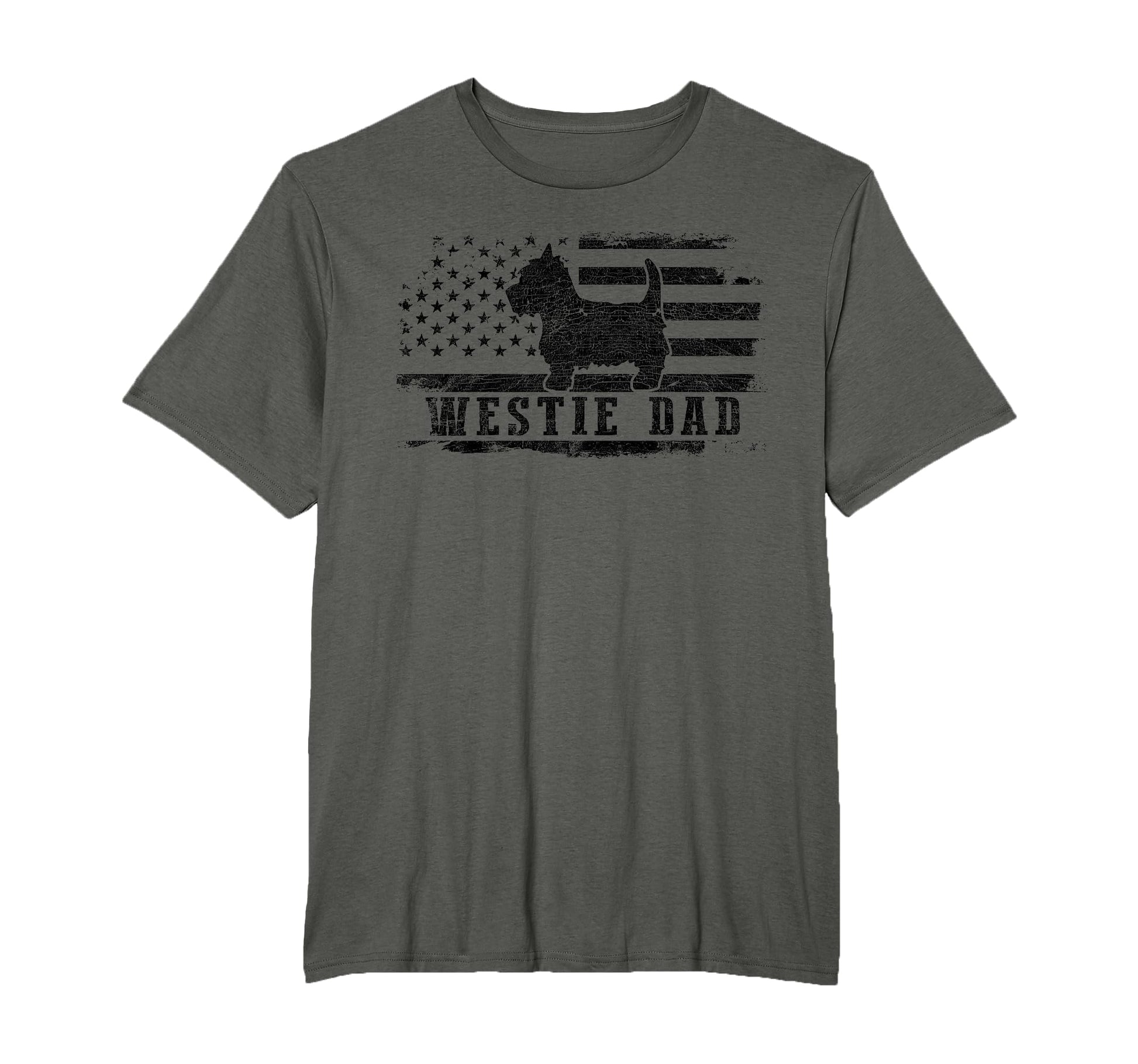 Westie Dad Distressed American Flag T-Shirt - Minimalist Print for Adults - T-Shirt, Sweatshirt, Hoodie