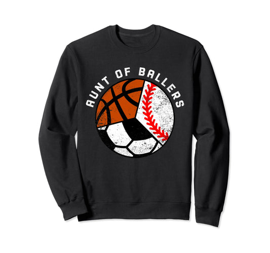 Aunt Ballers Funny Baseball Soccer Sweatshirt - Minimalist Print Men Women - T-Shirt, Sweatshirt, Hoodie