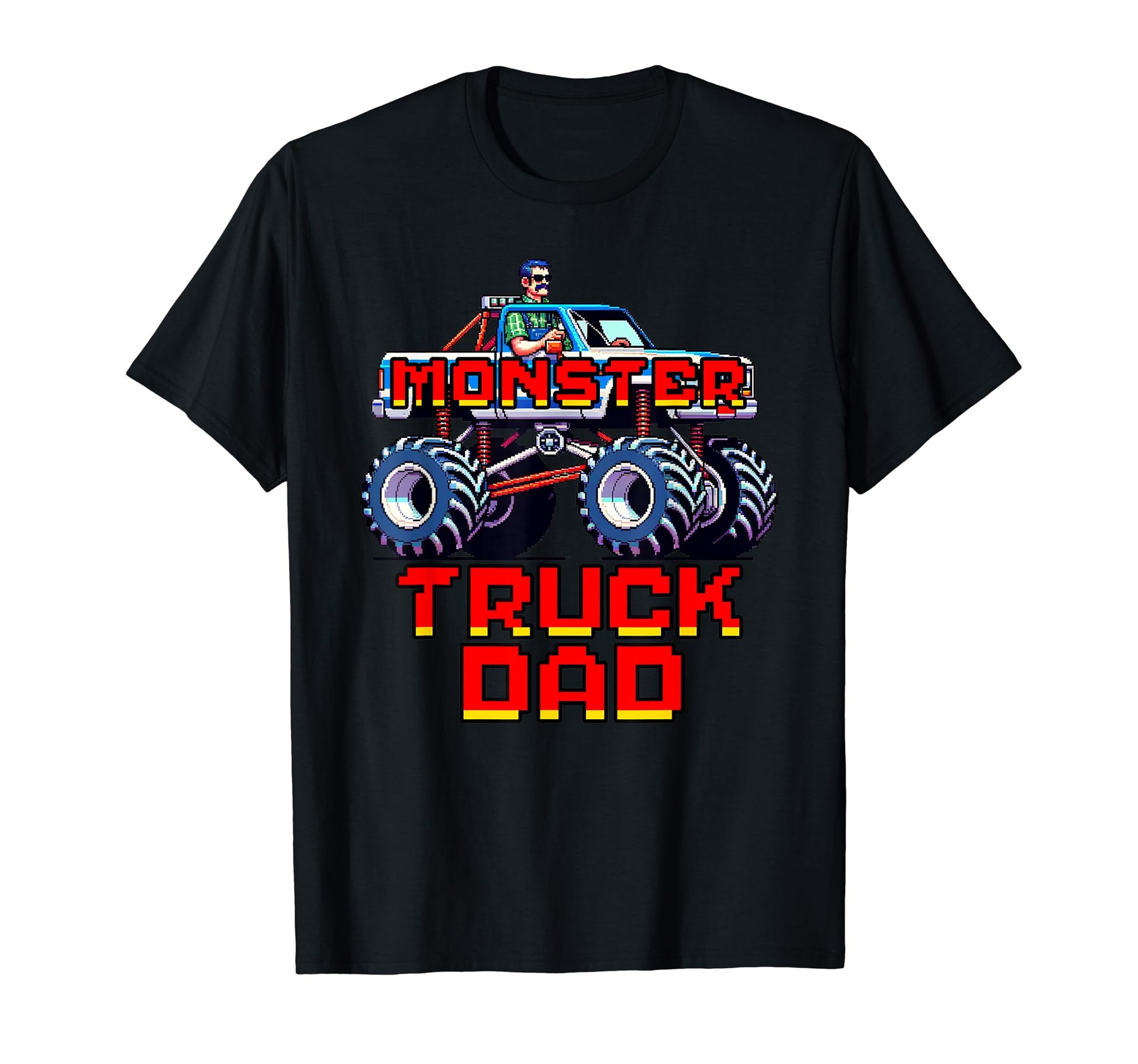 Monster Truck Dad Pixel Art Video Game T-Shirt - Fun Novelty Design Unisex - T-Shirt, Sweatshirt, Hoodie