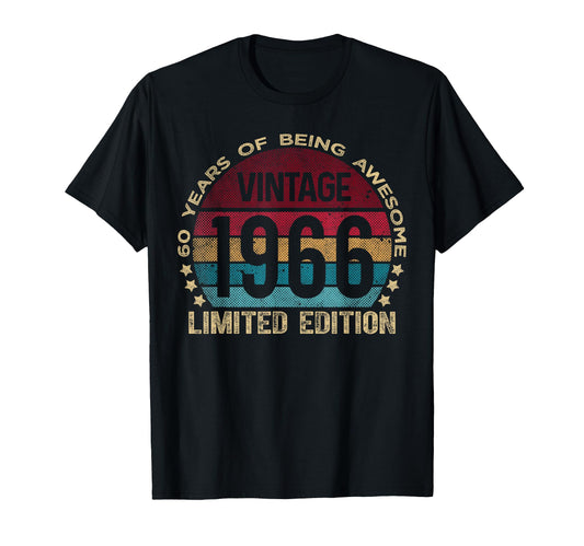 60 Year Old Gifts 1966 60Th Birthday T-Shirt - Minimalist Print Men Women - T-Shirt, Sweatshirt, Hoodie