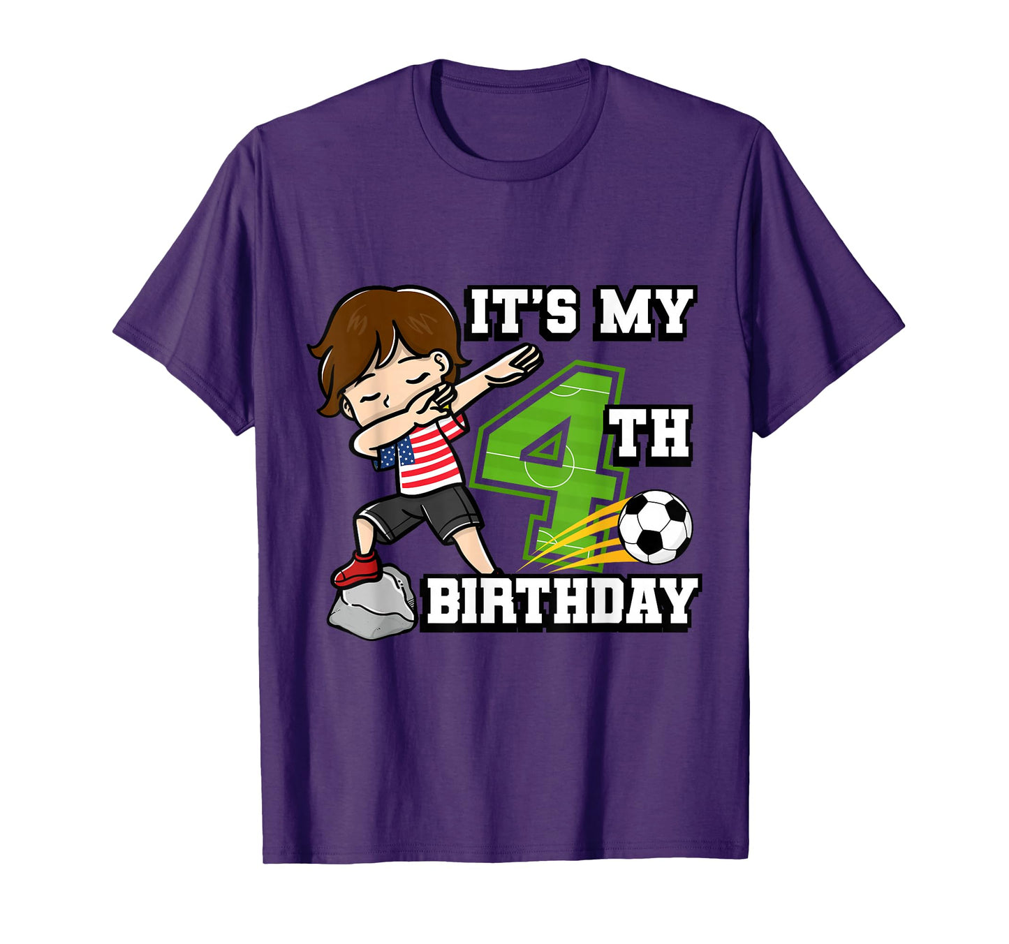 Soccer Its My 4Th Birthday American Flag T-Shirt - Novelty Apparel Unisex - T-Shirt, Sweatshirt, Hoodie
