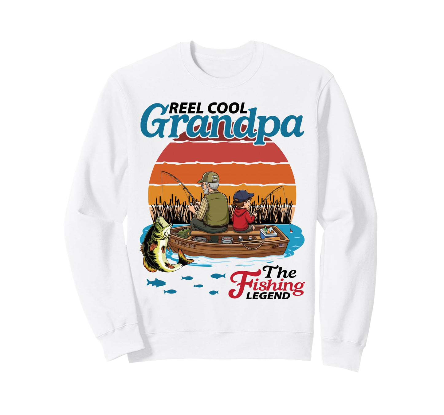Reel Grandpa Fishing Legend Sweatshirt - Minimalist Print for Adults - T-Shirt, Sweatshirt, Hoodie